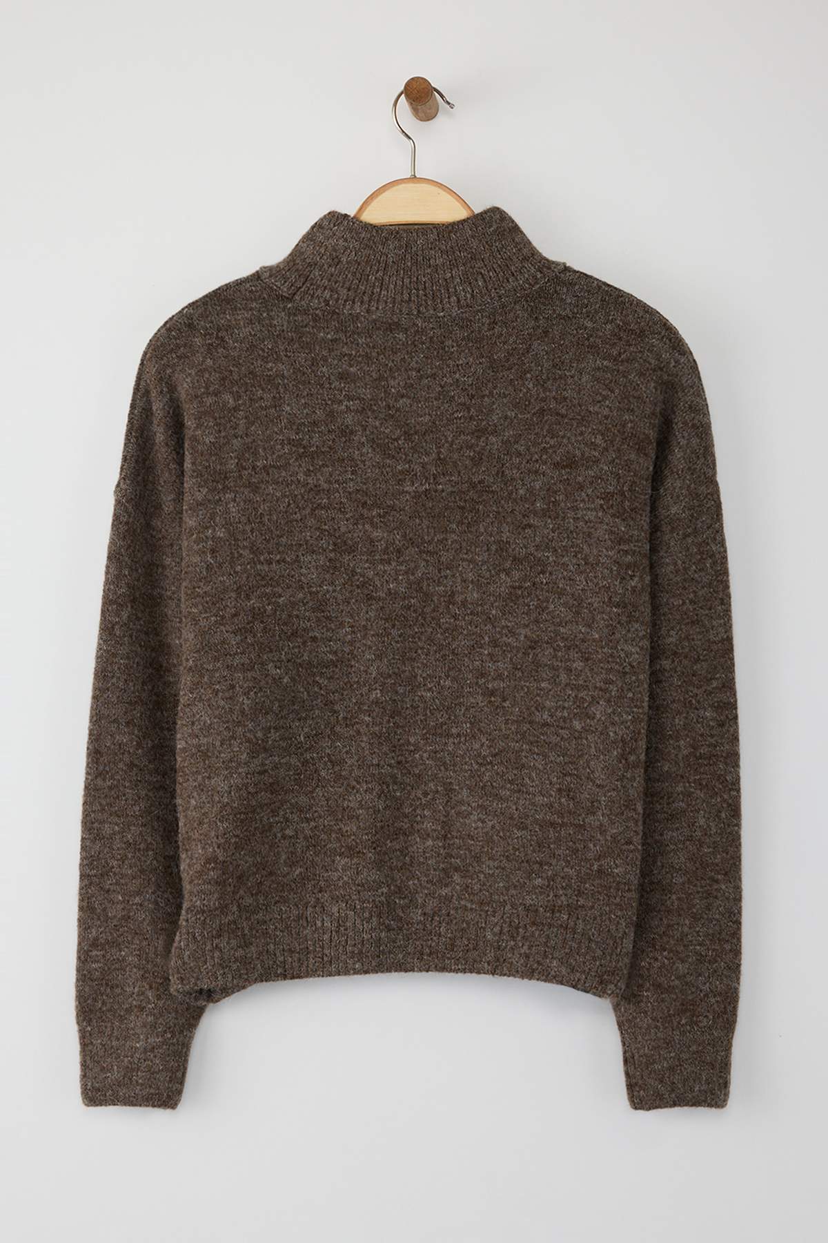 Trendyolmilla  Wardrobe Essentials Vizon Alpaka Yün Karışımlı Premium İplik Geniş Kalıp Triko Kazak |TWOAW26KZ00079 - Görsel 7