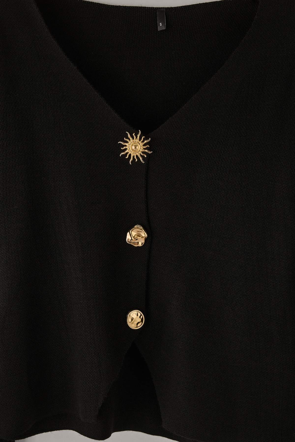 Trendyolmilla  Siyah Trend Düğme Detaylı Triko Hırka TWOAW26HI00121 - Görsel 6