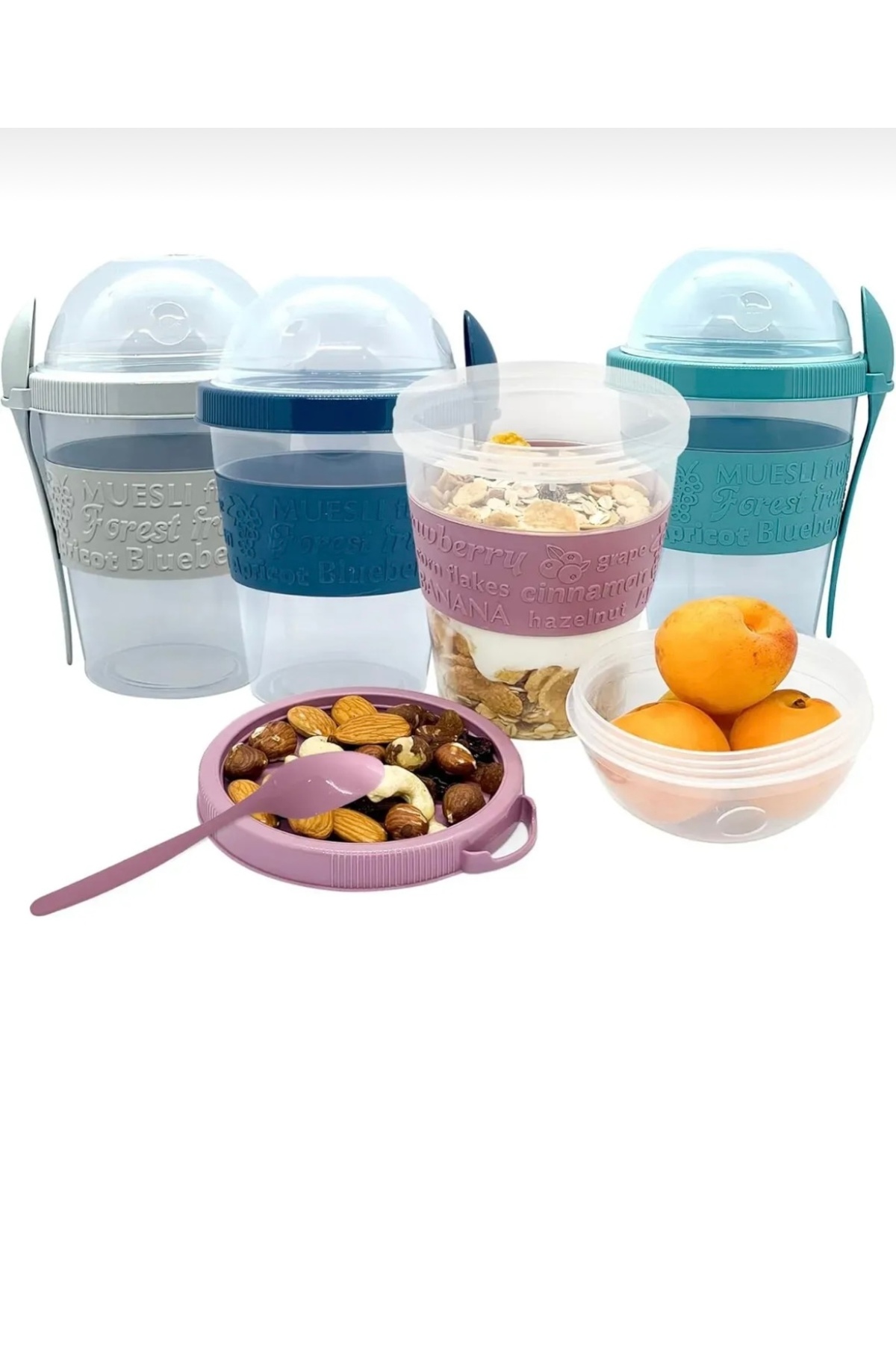 Charlotte Candle 600 ml Kaşıklı Diyet Bardağı Taşınabilir Yemek Saklama Kabı Piknik Seti Ve Müsli Bardağı Mama Kabı fotoğrafı 3 (önizleme)