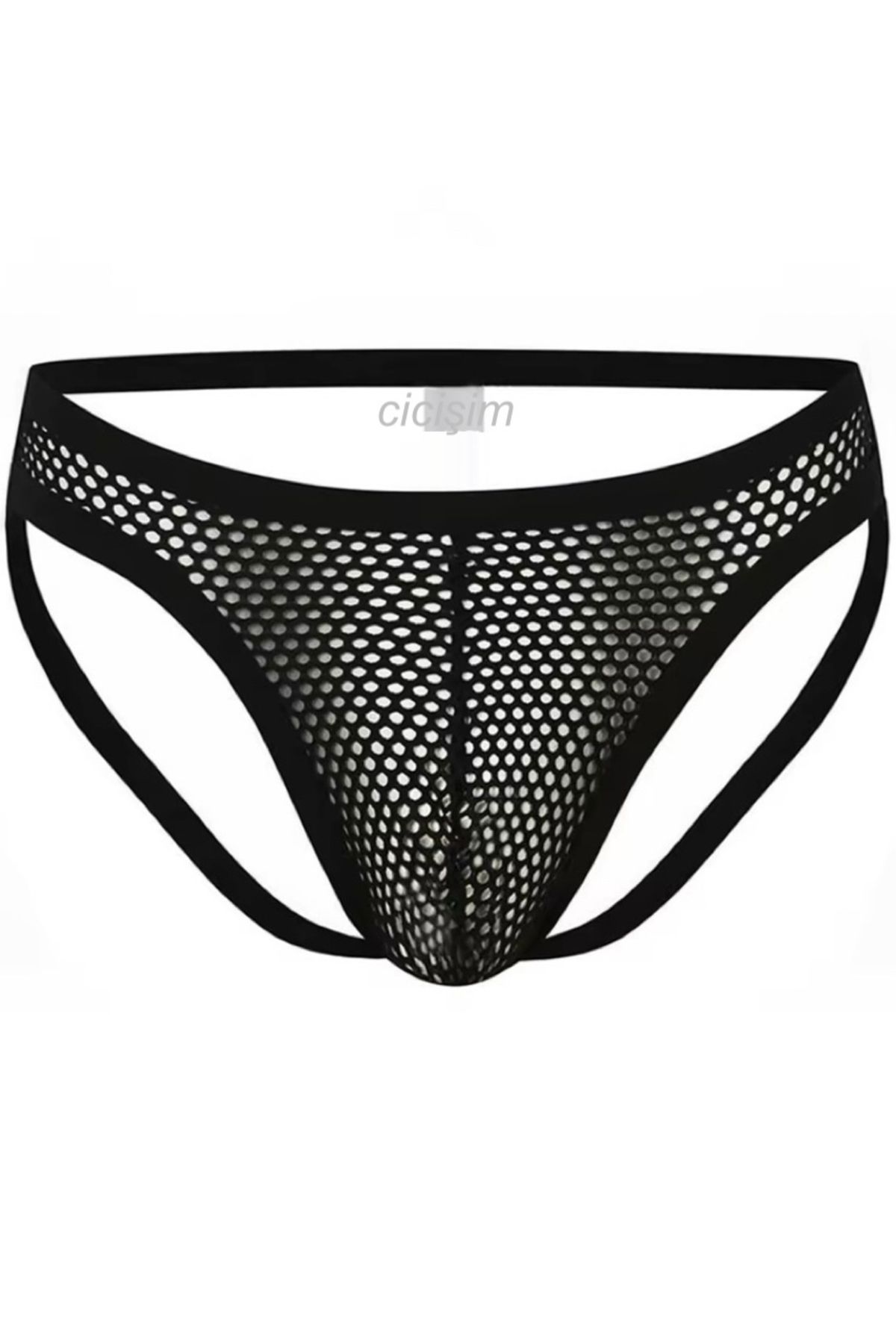 Cicişim-Men's Black Open Back Mesh Panties String 1