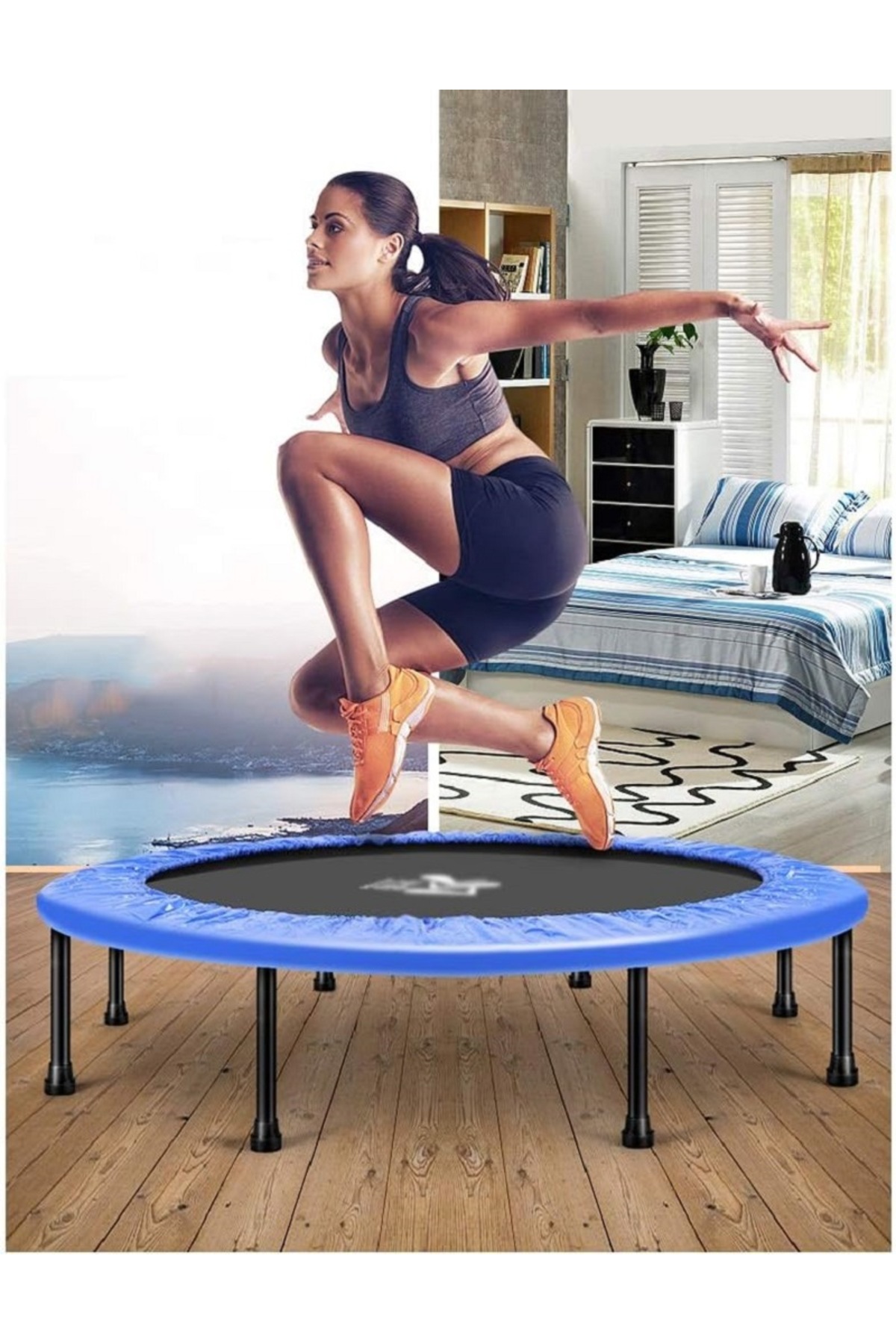 ترامبولين رياضي منزلي للتخسيس 100 سم يتحمل حتى 120 كجم,للبالغين والأطفال للتمارين داخل وخارج البيت