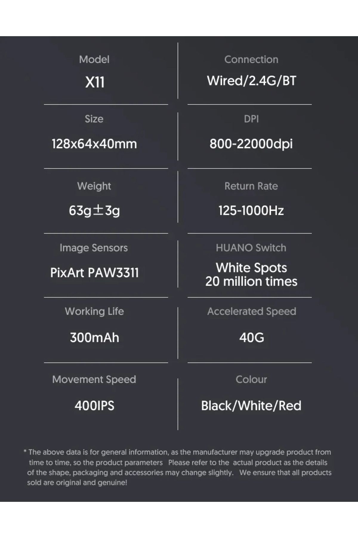 Choice-X11 Black Paw3311 Bluetooth Mouse, Triple Mode Connectivity, Touch Magnetic Charging Dock 5