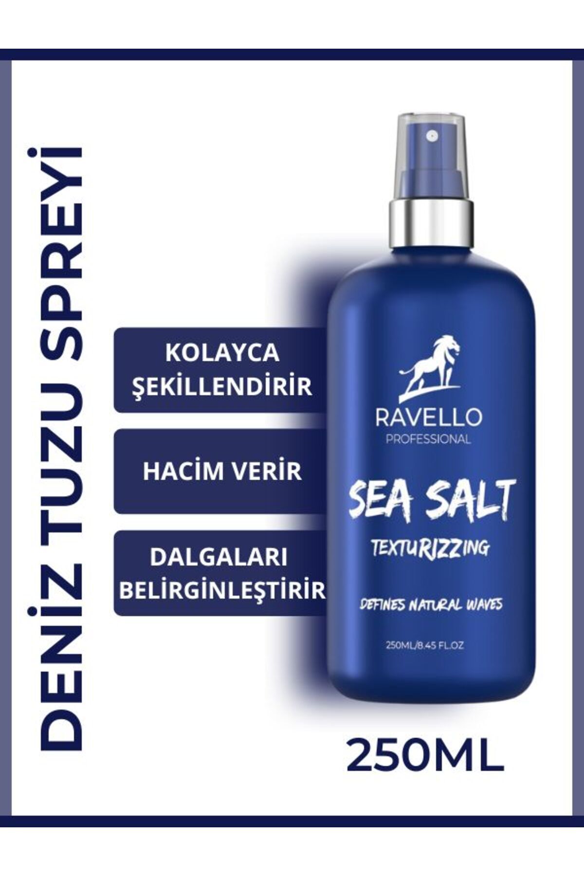RAVELLO اسپری نمکی حالت دهنده و حجم دهنده موی موج دار طبیعی مردانه با نمک دریایی - 250 میلی لیتر — seasalt1