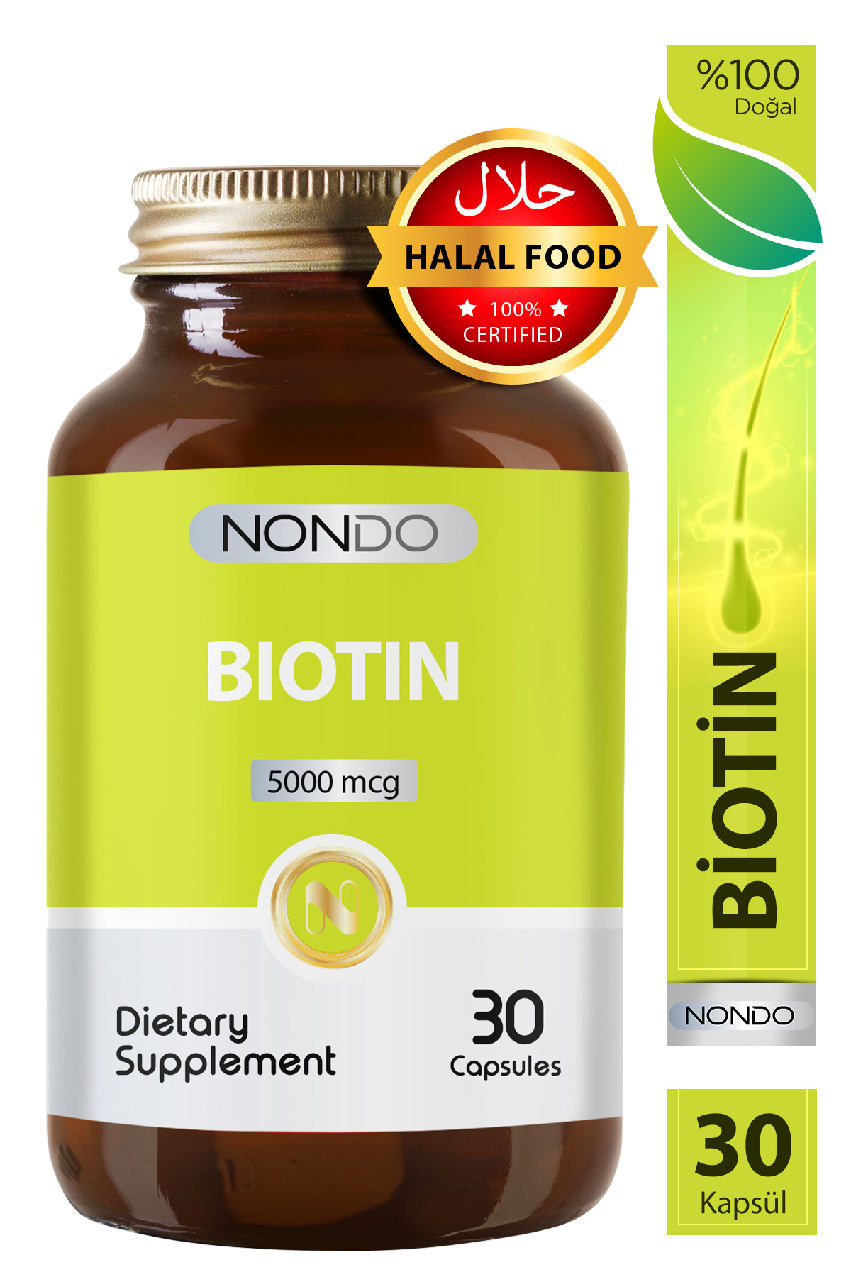 Nondo-Biotin 5000 Mcg 30 Capsules - Hair and Nail Vitamin 2