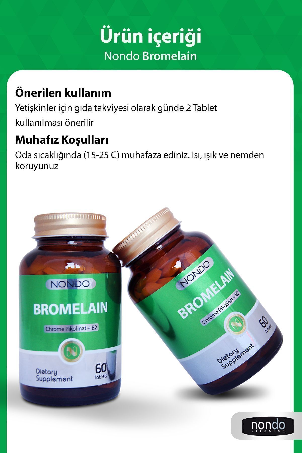 Nondo-Bromelain 2400 Gdu 750Mg Chrome Picolinate 60 Tablets (Bromelian Pineapple Extract Chrome Picolinate B2) 4