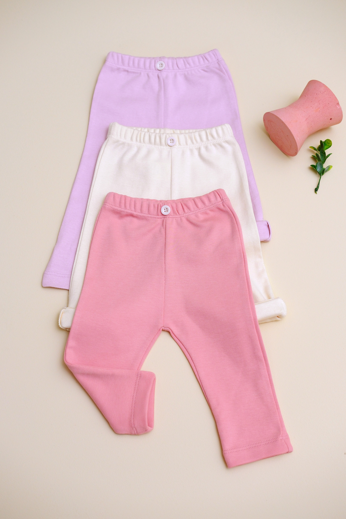 BABYLİM 3'lü Penye Kız Bebek Tayt %100 Pamuk fotoğrafı 2 (önizleme)