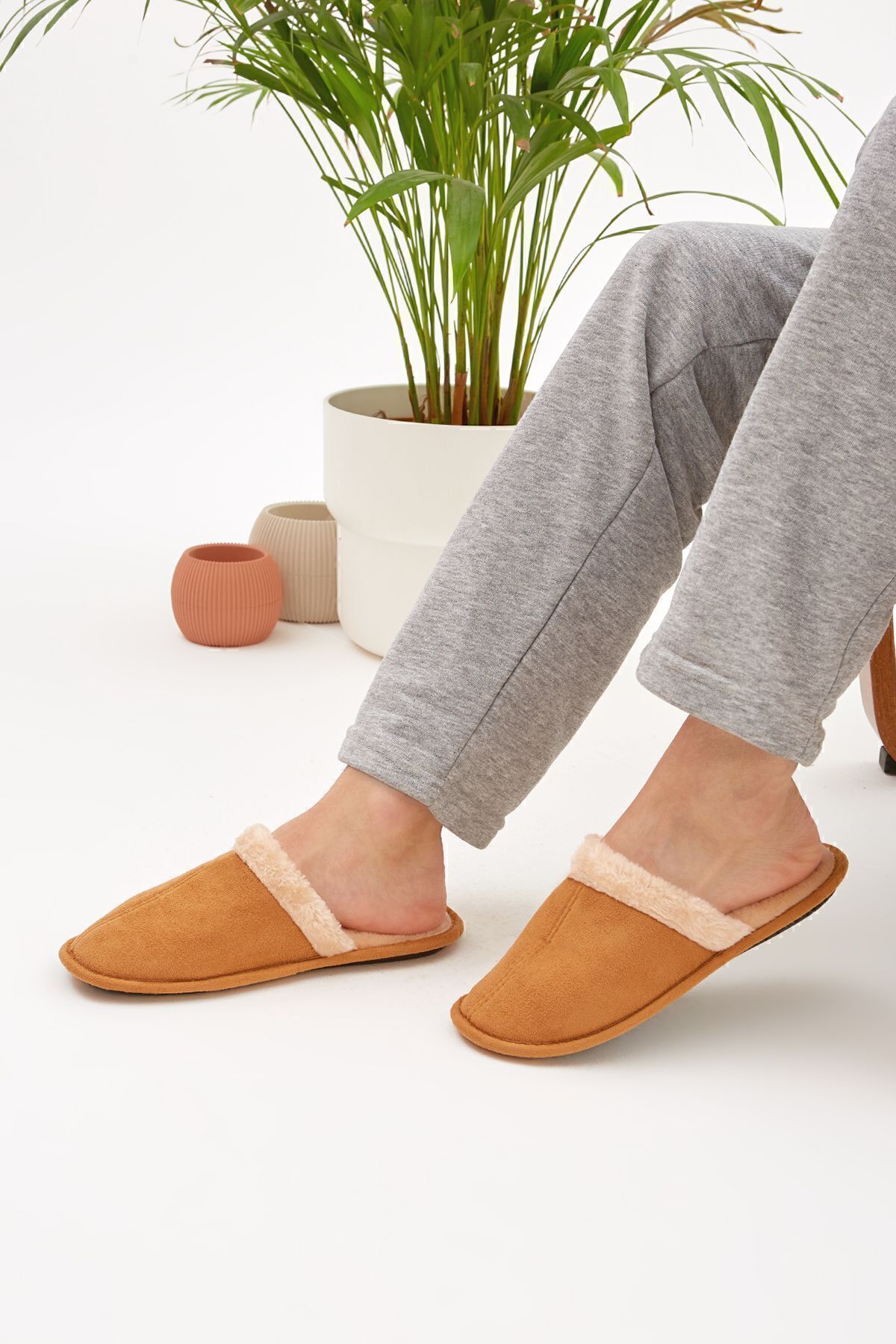 Moda Devrin-3 Pack Closed Front Fur Inside Slippers Home Slippers Dowry Bundle Set (Narrow Fit) 3