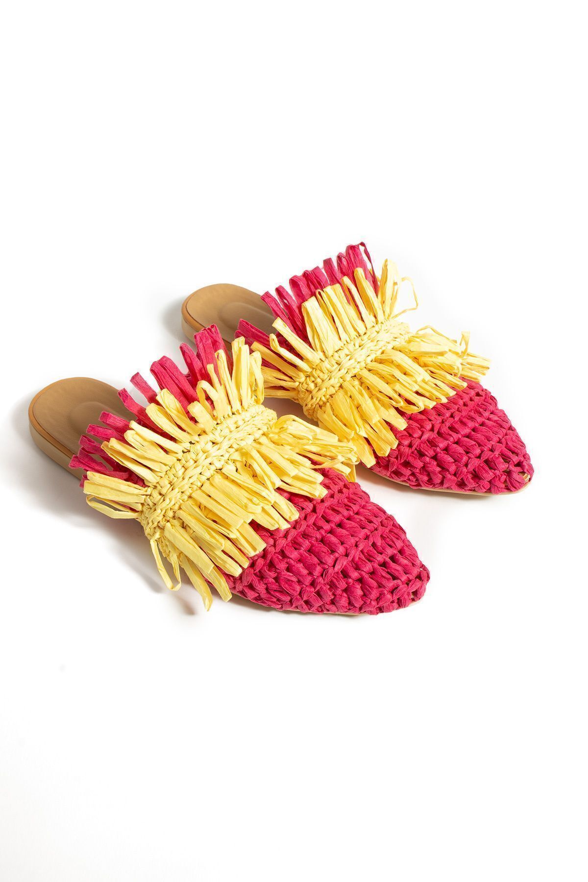 Moda Devrin-Papuci de damă Fujia Wicker Tassel Papuci de plajă cu talpă anti-alunecare 7