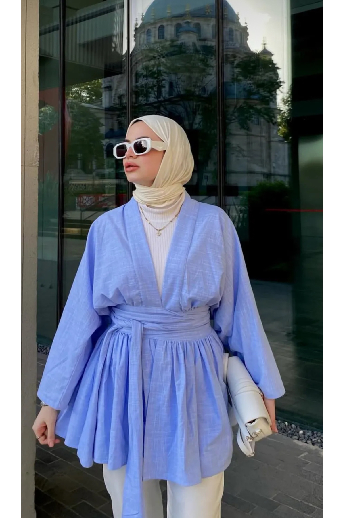 Genel Markalar  Kuşak Detaylı Kimono - Görsel 5