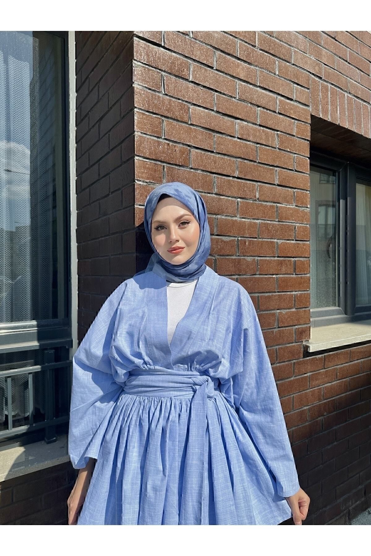 Genel Markalar  Kuşak Detaylı Kimono - Görsel 4