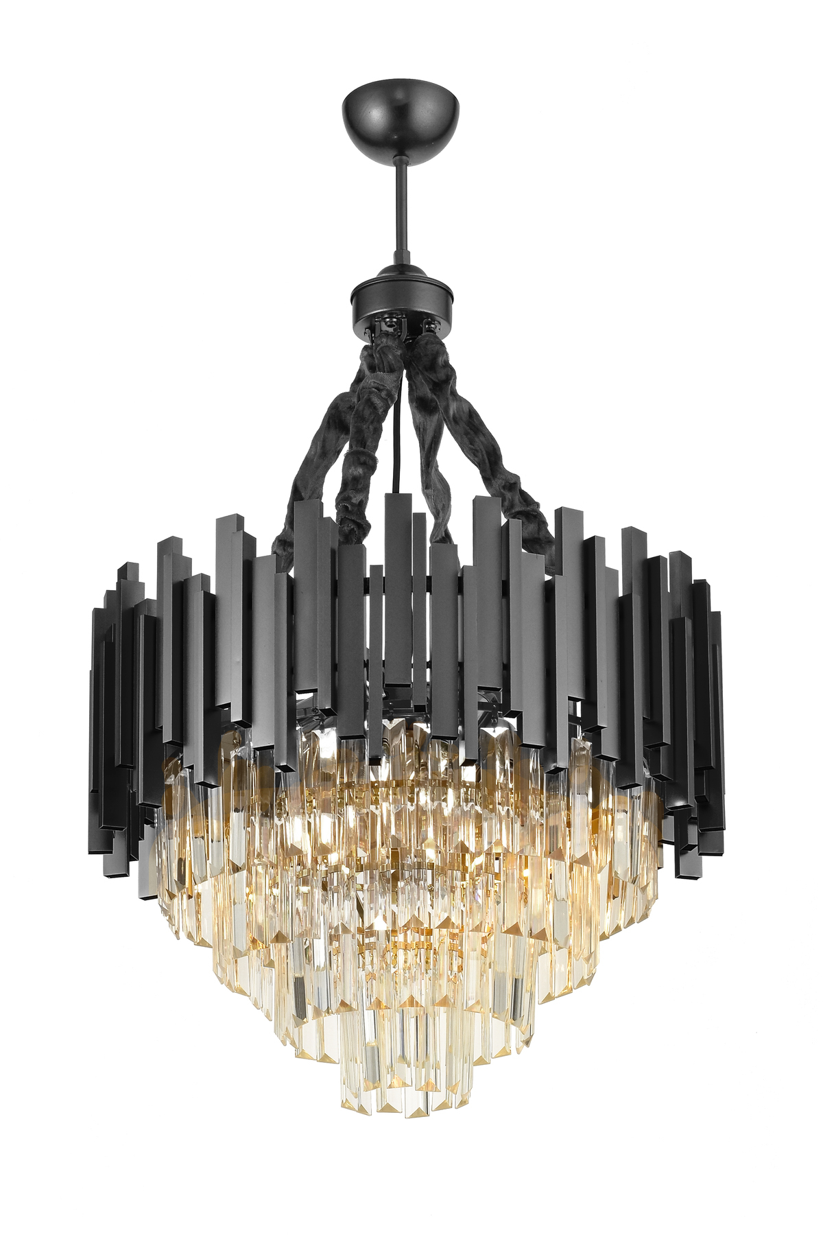 Sima 50 cm Luxury Chandelier with Crystal Glass Stone - (Black Color)