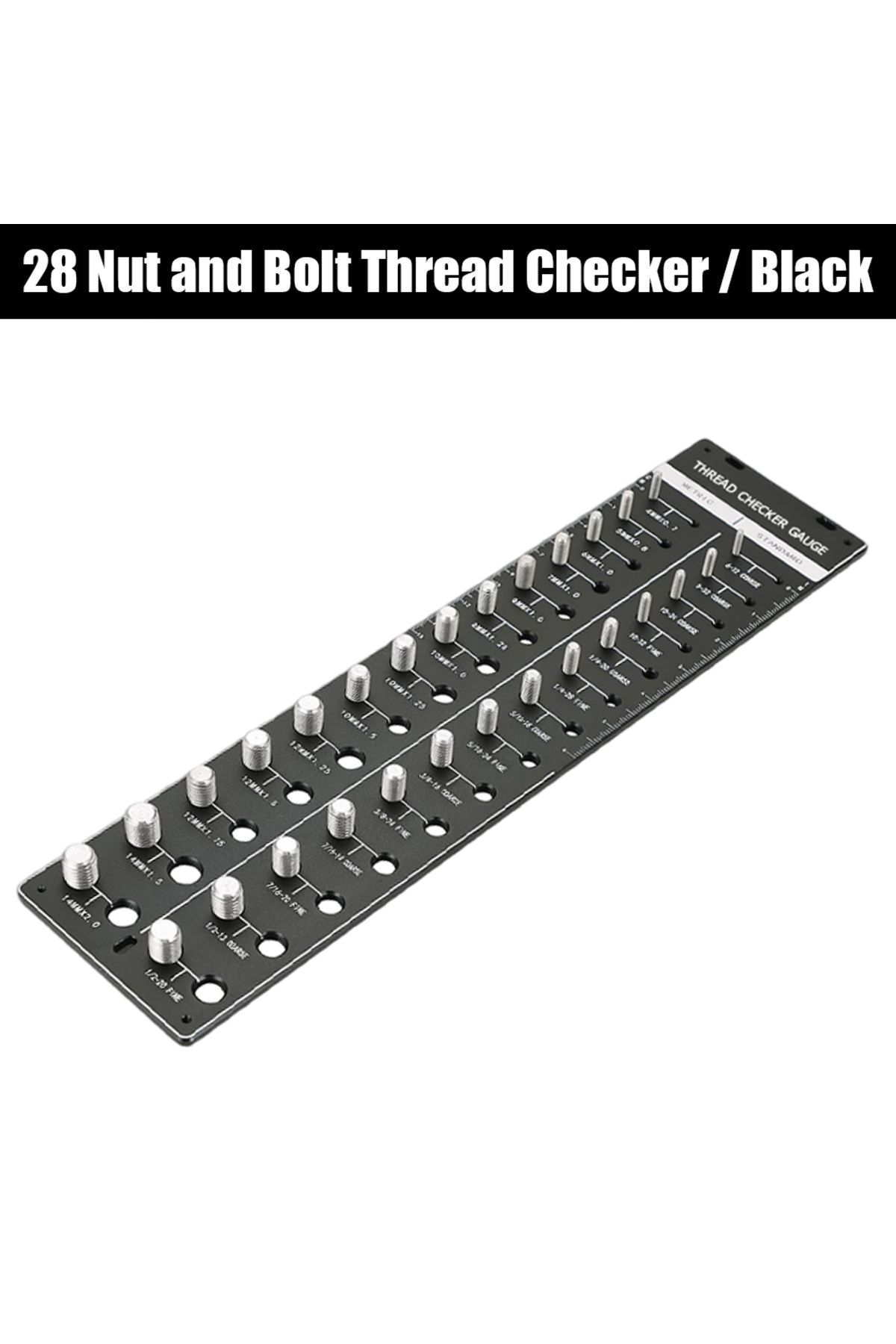 Choice-Black Nut And Bolt Thread Checker 28 Metric And Standard Thread Measuring Gauge Precise Screw Size A 1