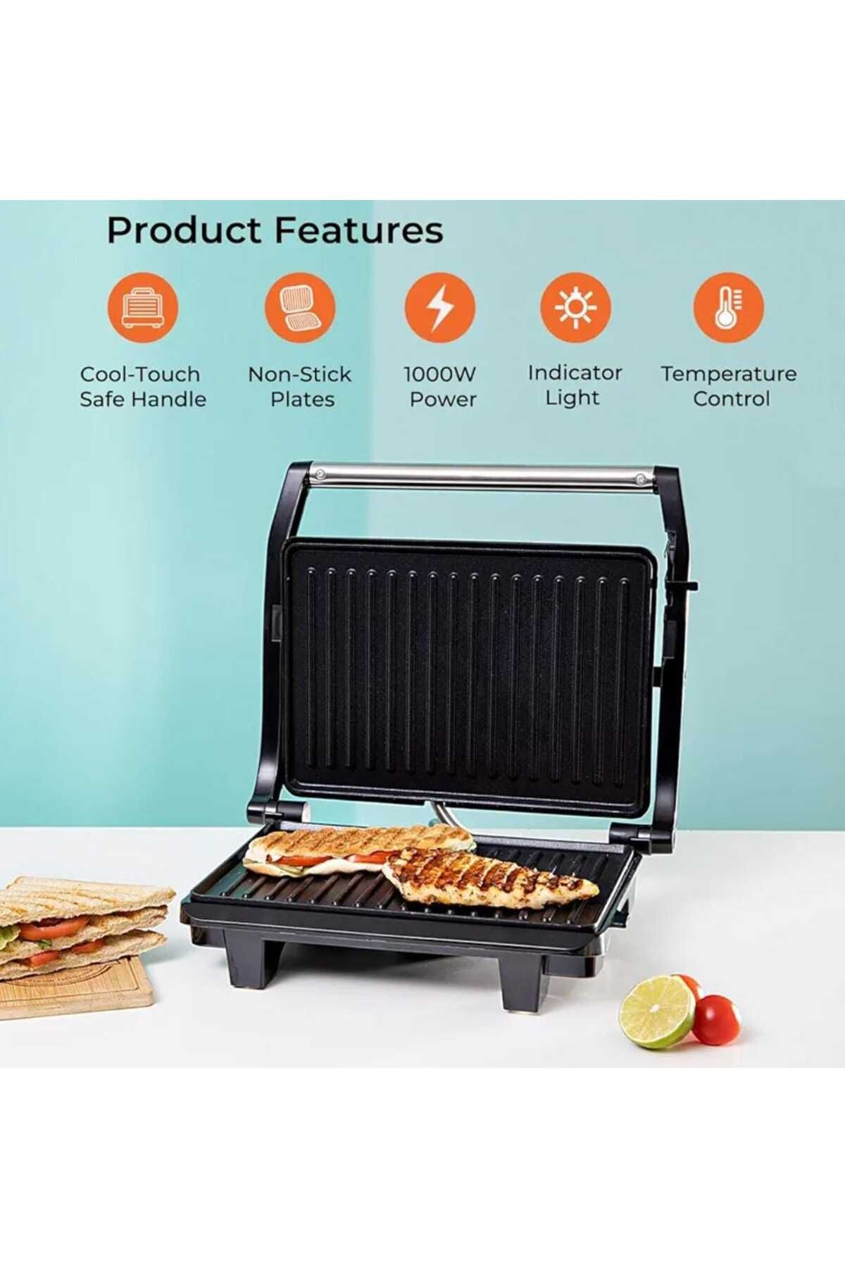 Generic-2 Slice Panini Press & Contact Grill Maker – Non-Stick Sandwich Maker with Cool Touch & Indicator 5