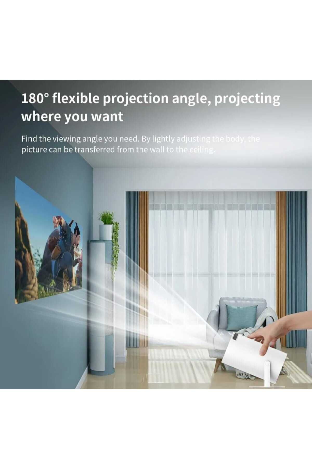 Generic-Smart Mini Projector 4K Support, 180° Rotating Screen, Bluetooth 5.0, HDMI USB, Home Theater 4