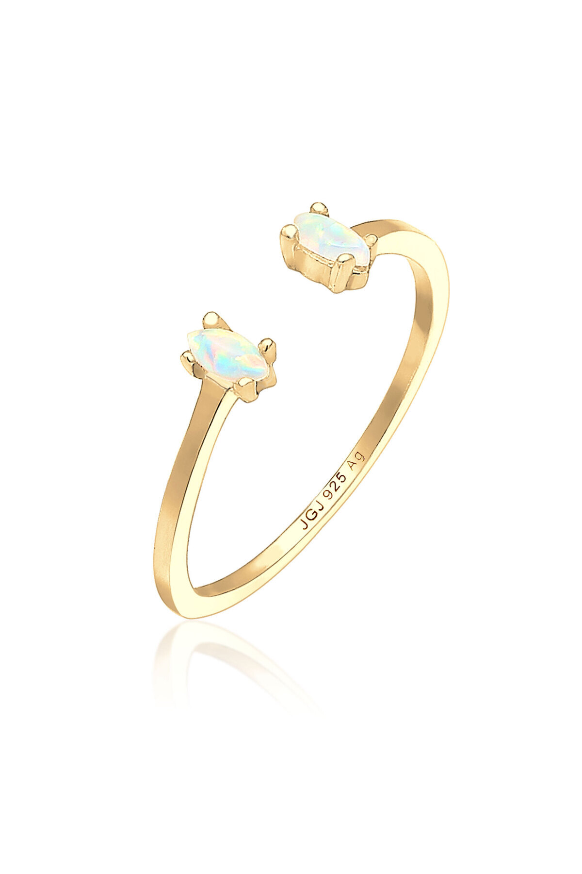ELLI-Ring verstellbar oval Geo Opal 925 Sterling Silber vergoldet 1