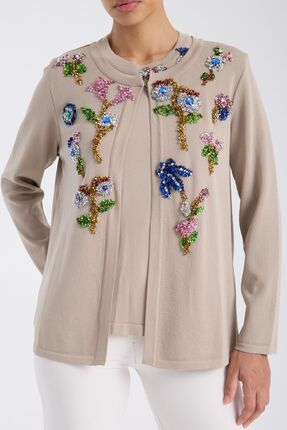 trikobis ÇİÇEK İŞLEME DETAYLI ÖZEL TASARIM TRİKO HIRKA