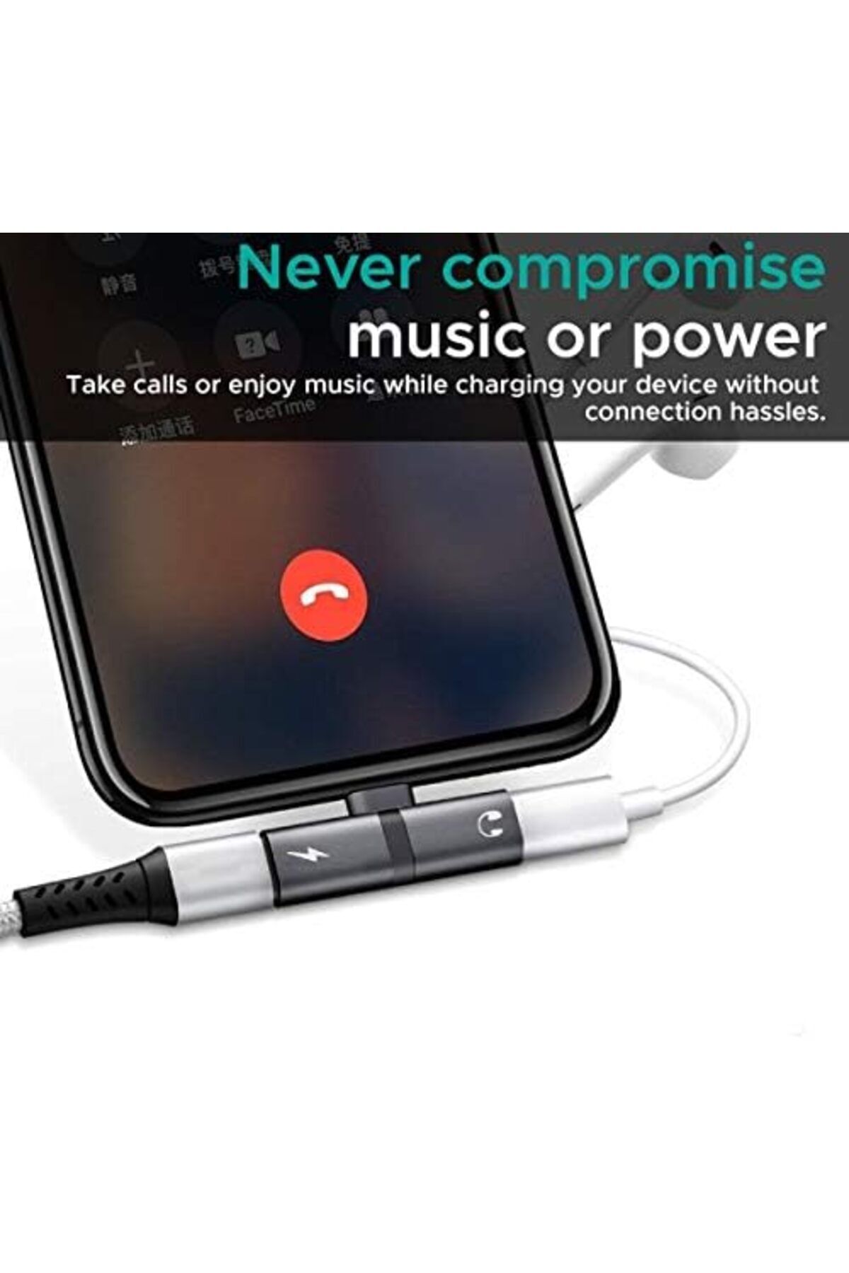 Promate-محول موزع Lightning، محول 2 في 1 ممتاز من Lightning إلى سماعة الرأس مع صوت ومزامنة الشحن 4