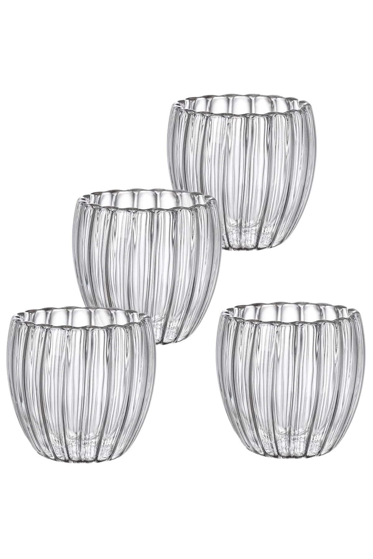 Quasar & Co.-Set 4 pahare cu pereti dubli Quasar&Co.®,termorezistente, model stripe,4x210 ml,sticla borosilicata 2