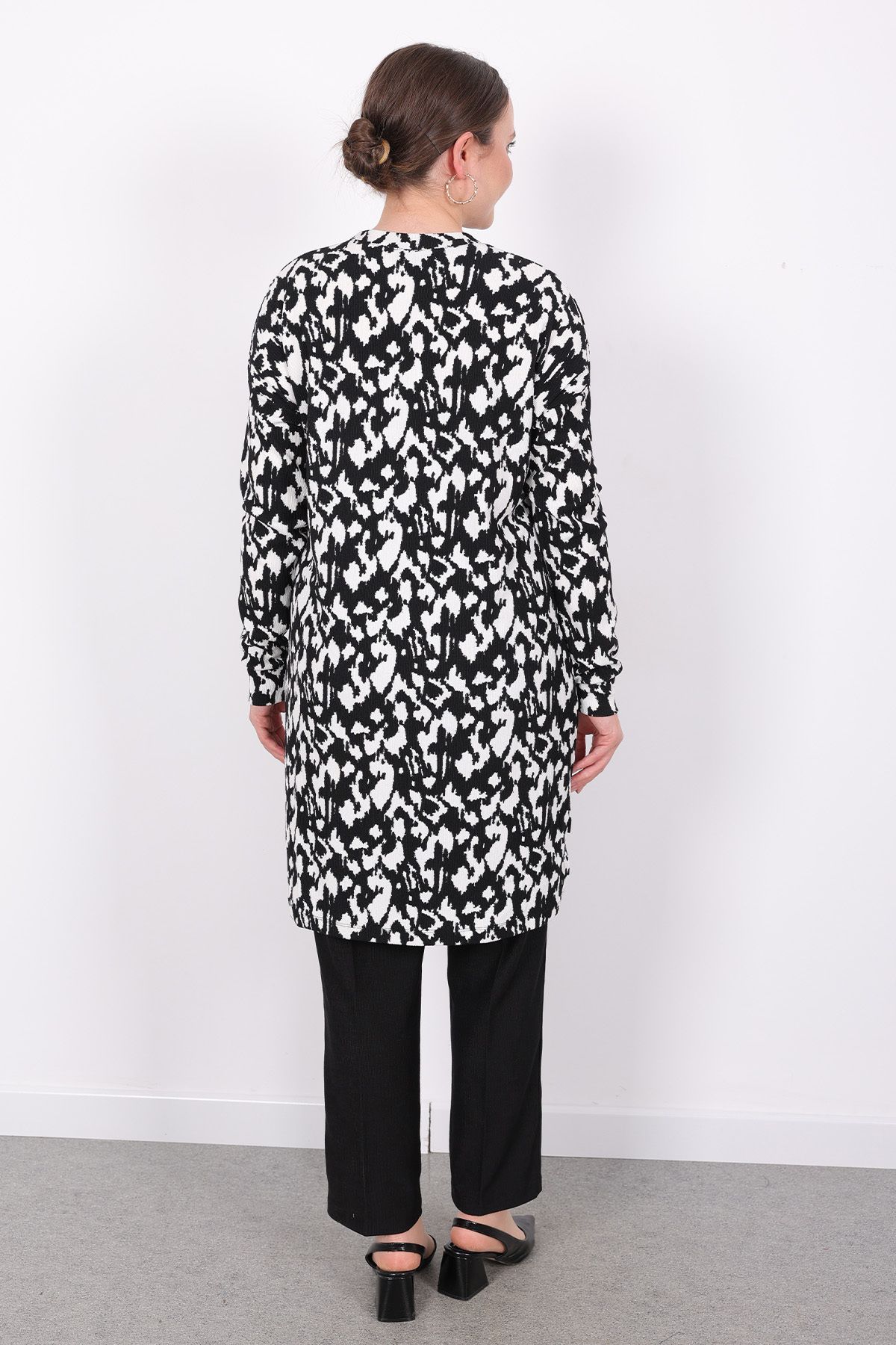 Linvey-Summer Comfortable Fit Wrinkle Fabric Leopard Pattern Double Suit Elastic Pants & Loose Cut Tunic 4