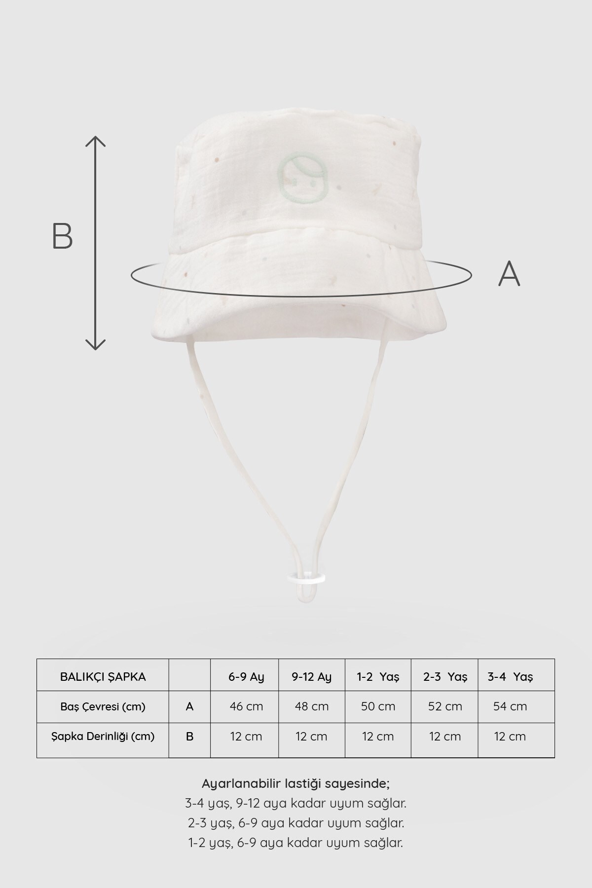 Little Gusto Organik Pamuk Müslin Balıkçı Ekru Bebek Şapkası fotoğrafı 3 (önizleme)