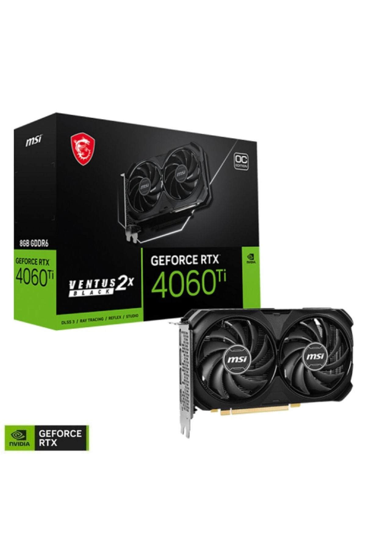 MSI-بطاقة رسومات Geforce Rtx 4060 Ti Ventus 2x Black 8g Oc Gddr6 128bit Dx12 Dlss 3 Gaming (GAMER) 1
