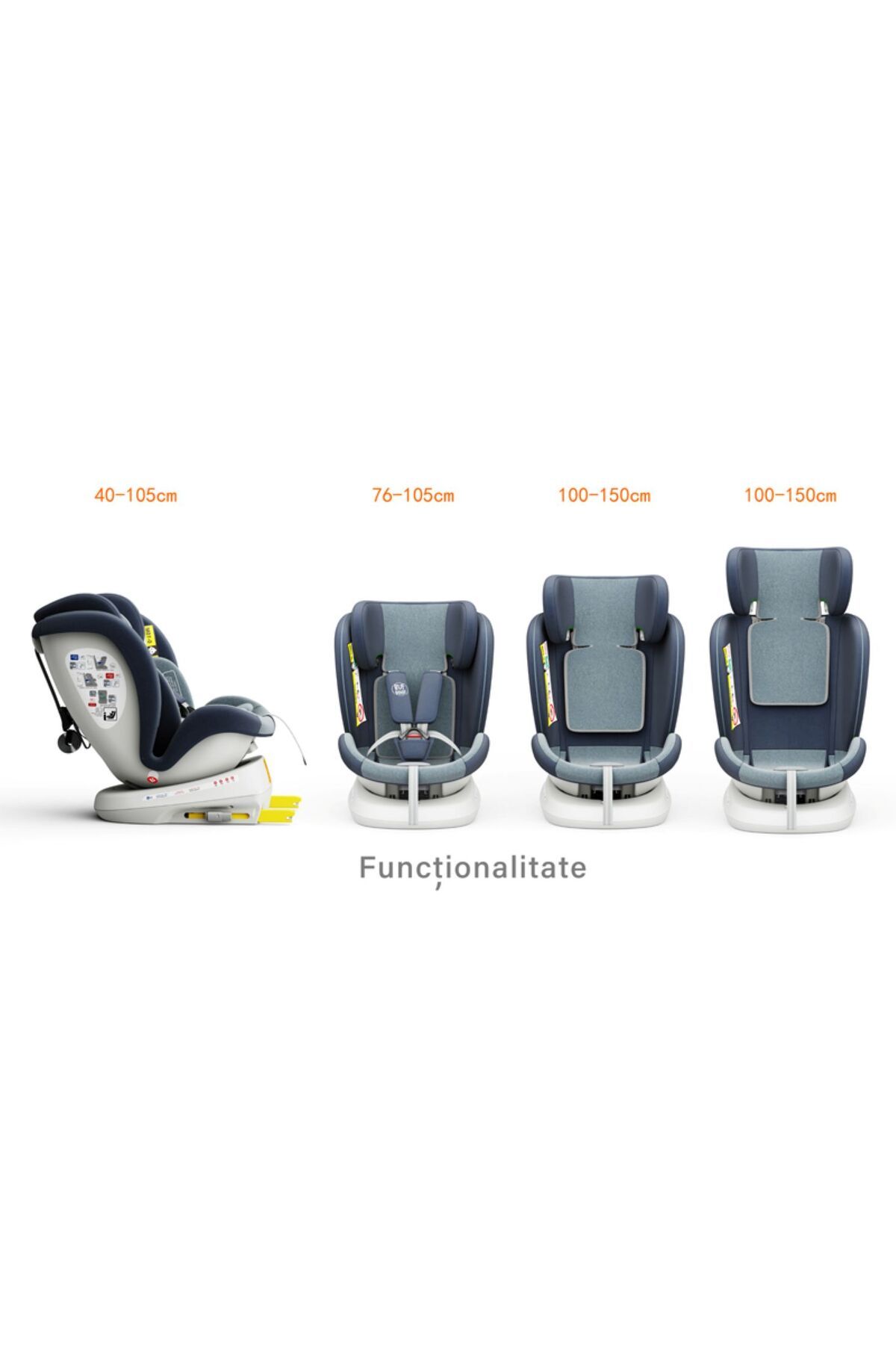 BUF BOOF-Scaun auto TWT Plus iSize Buf Boof Blue isofix Rotativ 360 Pozitie Somn Top Tether 40-150 cm 2