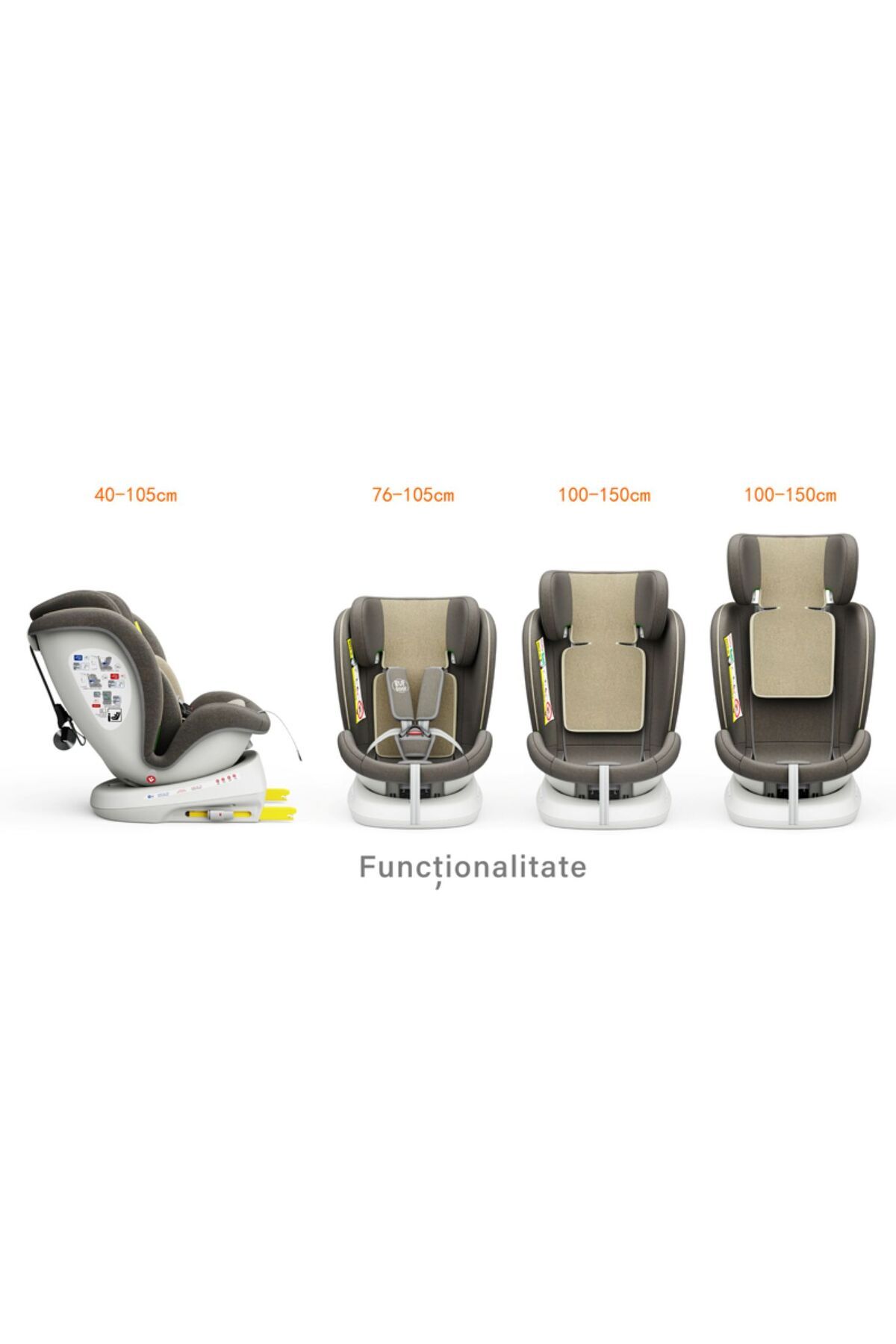 BUF BOOF-Scaun auto TWT Plus iSize Buf Boof LightBrown isofix Rotativ 360 Pozitie Somn Top Tether 40-150 cm 3
