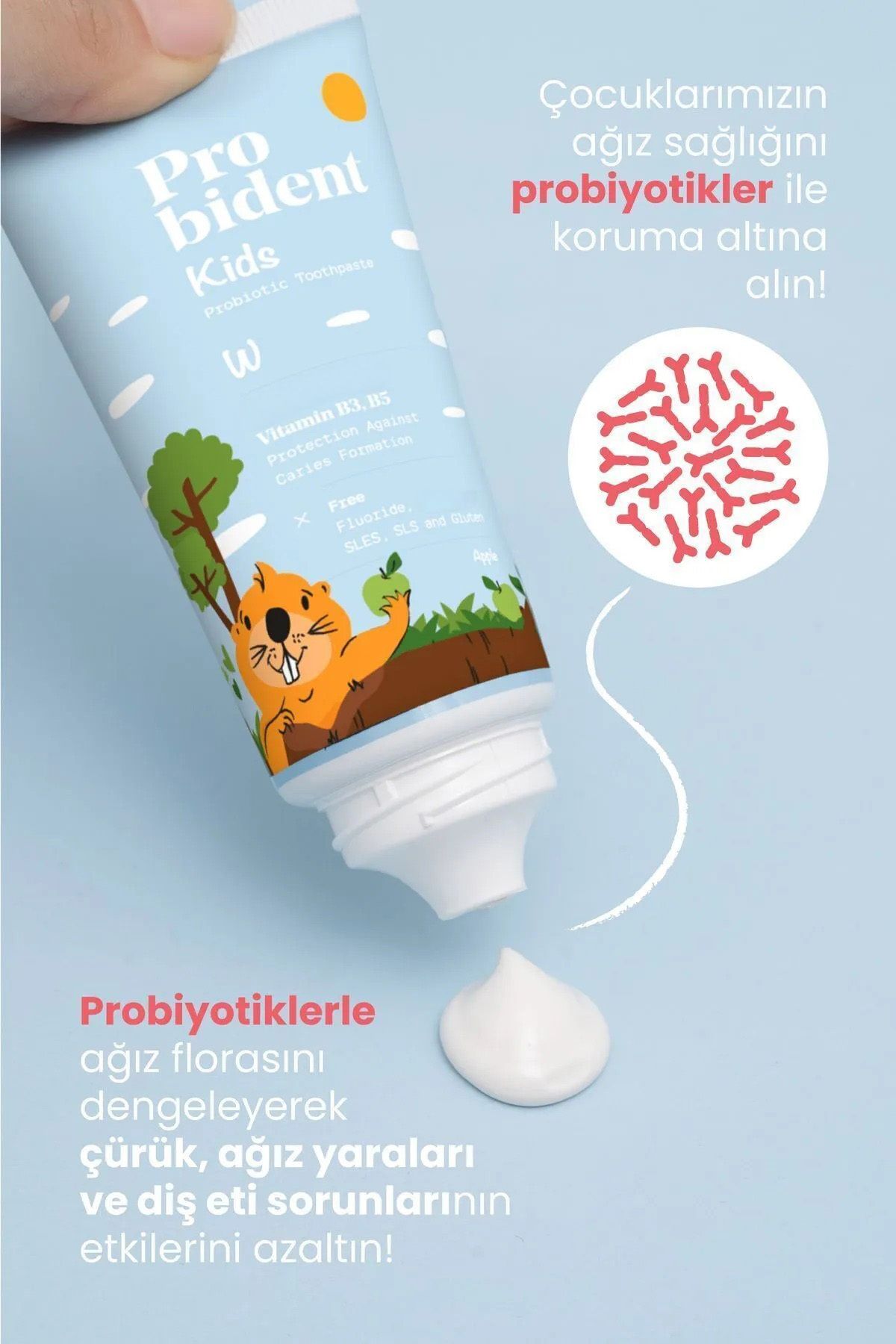 Probident-الأطفال بنكهة الخوخ الطبيعي مع مستخلص الكركم البروبيوتيك النشط 4