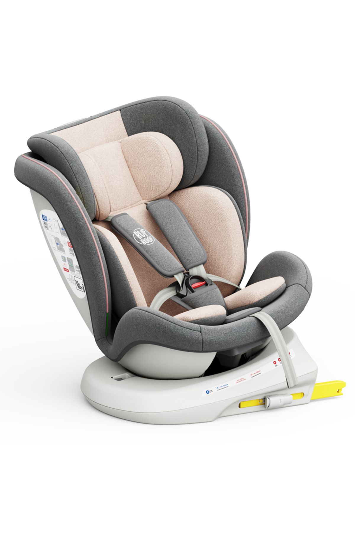 BUF BOOF-Scaun auto TWT Plus iSize Buf Boof Pink isofix Rotativ 360 Pozitie Somn Top Tether 40-150 cm 1