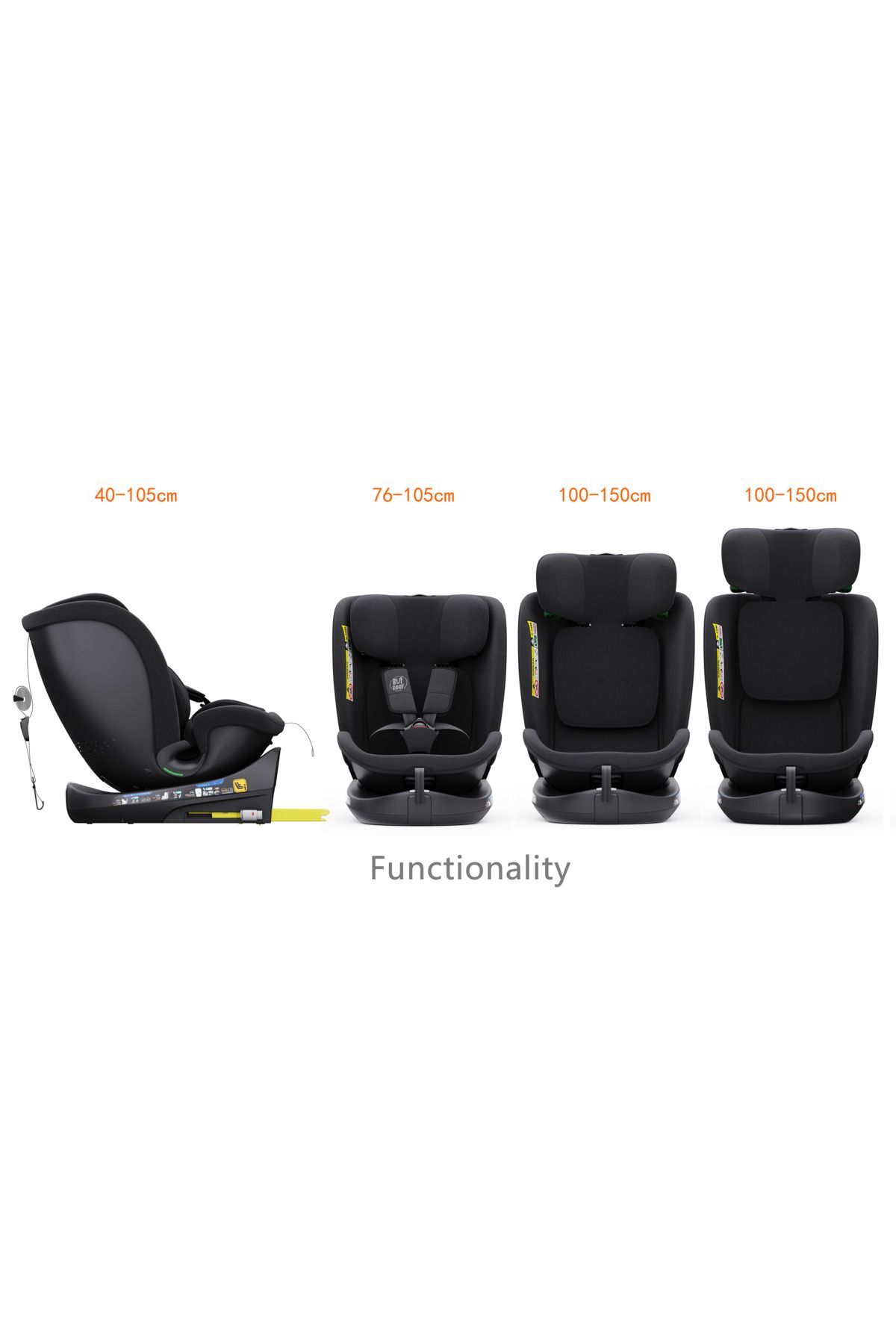 BUF BOOF-Scaun Auto B-Joy DELUXE BUF BOOF iSIZE Black cu Isofix pozitie somn 155 grade rotativ 360 grade 3