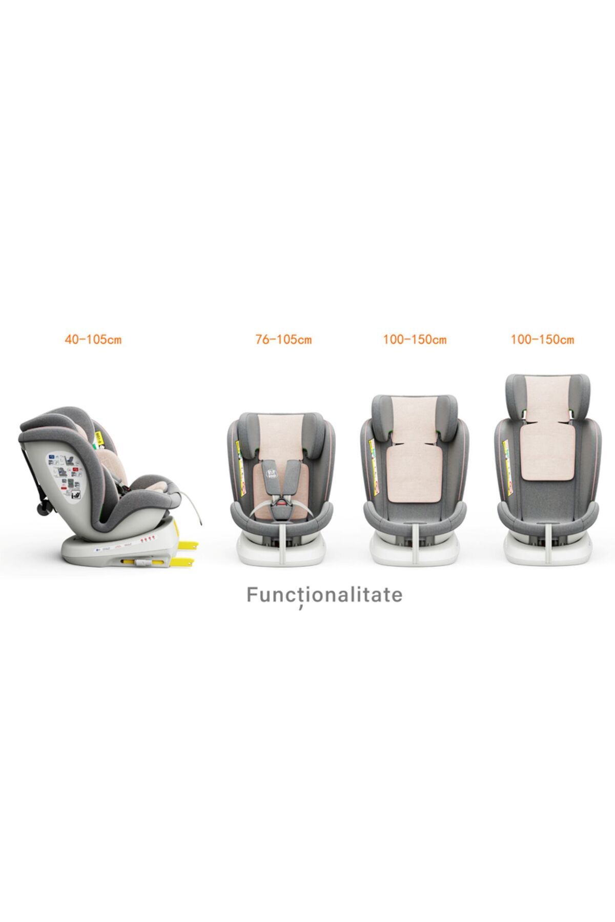 BUF BOOF-Scaun auto TWT Plus iSize Buf Boof Pink isofix Rotativ 360 Pozitie Somn Top Tether 40-150 cm 3