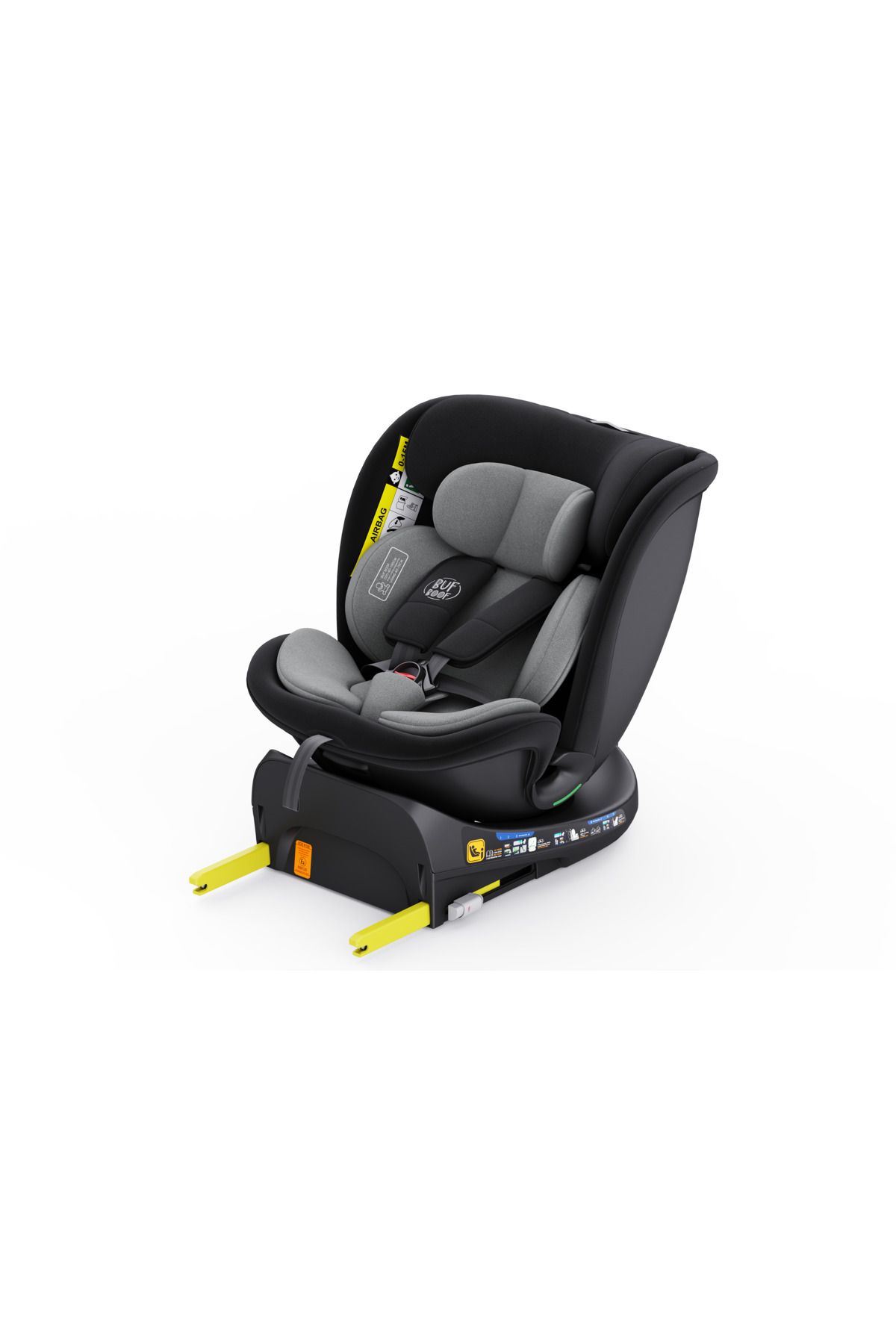 BUF BOOF-Scaun Auto B-Joy DELUXE BUF BOOF iSIZE Grey Isofix pozitie somn 155 grade rotativ 360 grade 5