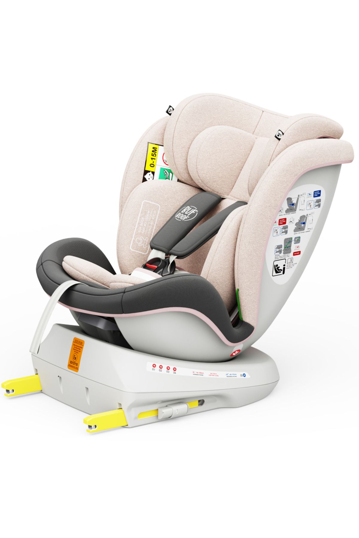 BUF BOOF-Scaun auto TWT Plus iSize Buf Boof LightPink isofix Rotativ 360 Pozitie Somn Top Tether 40-150 cm 1