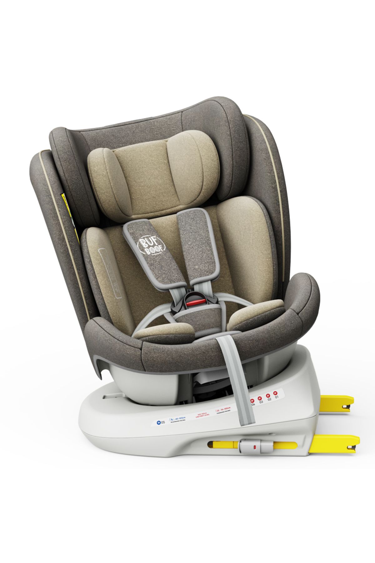 BUF BOOF-Scaun auto TWT Plus iSize Buf Boof LightBrown isofix Rotativ 360 Pozitie Somn Top Tether 40-150 cm 4