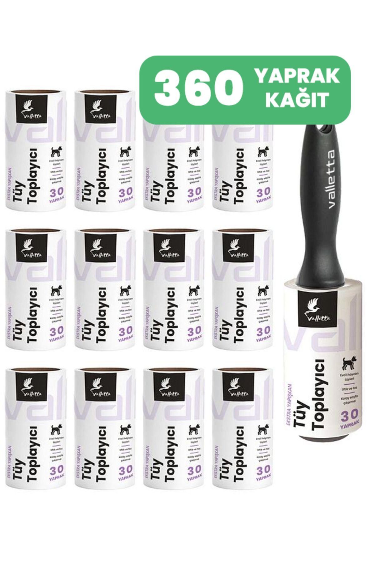 valletta-Alamos 12 Pieces Lint Collector with Refill Roller Total 360 Sheets of Adhesive Paper 1