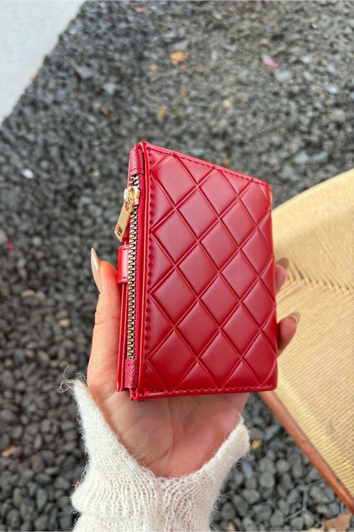Yuka Atelier-Ruby Medium Quilted Detailed Faux Leather Wallet 4