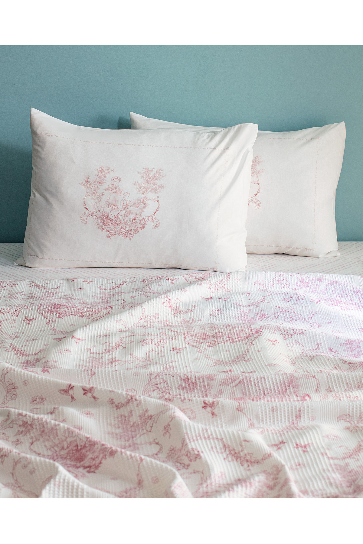 Madame Coco-Arlette Double 100% Cotton Karde Printed Pique Set - Powder 5