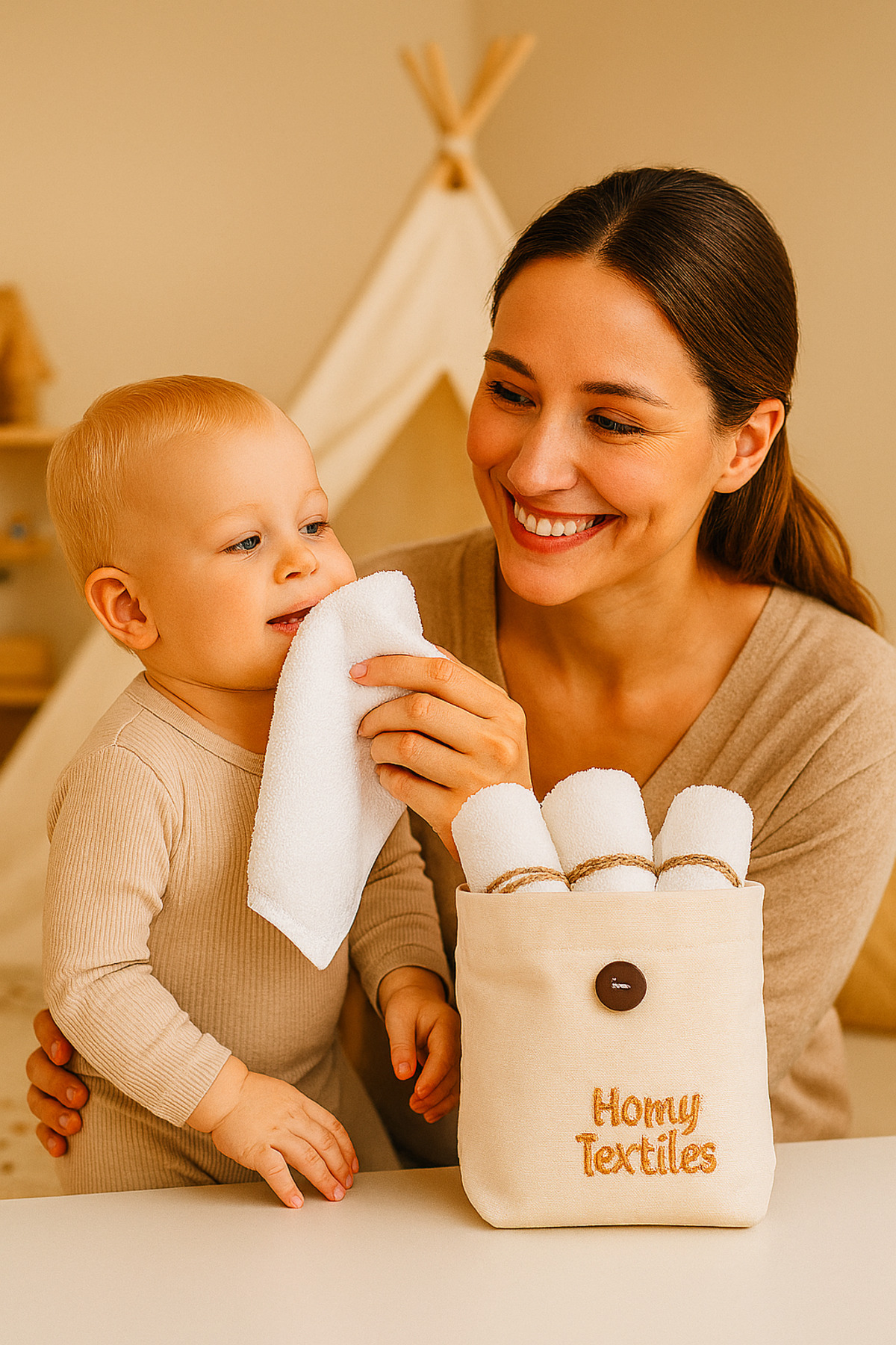 homy textiles Organik Bambu 6'lı Yıkanabilir Makyaj Temizleme Havlusu Bebek Ağız Bezi Çanta Hediyeli fotoğrafı 2 (önizleme)