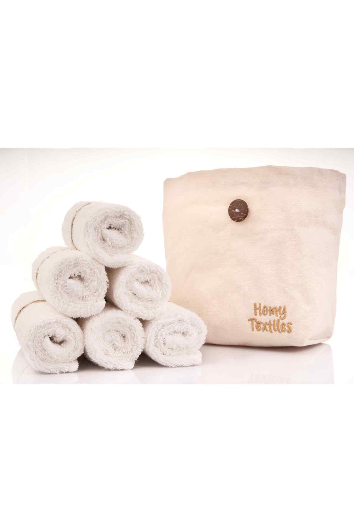 homy textiles Organik Bambu 6'lı Yıkanabilir Makyaj Temizleme Havlusu Bebek Ağız Bezi Çanta Hediyeli fotoğrafı 5 (önizleme)