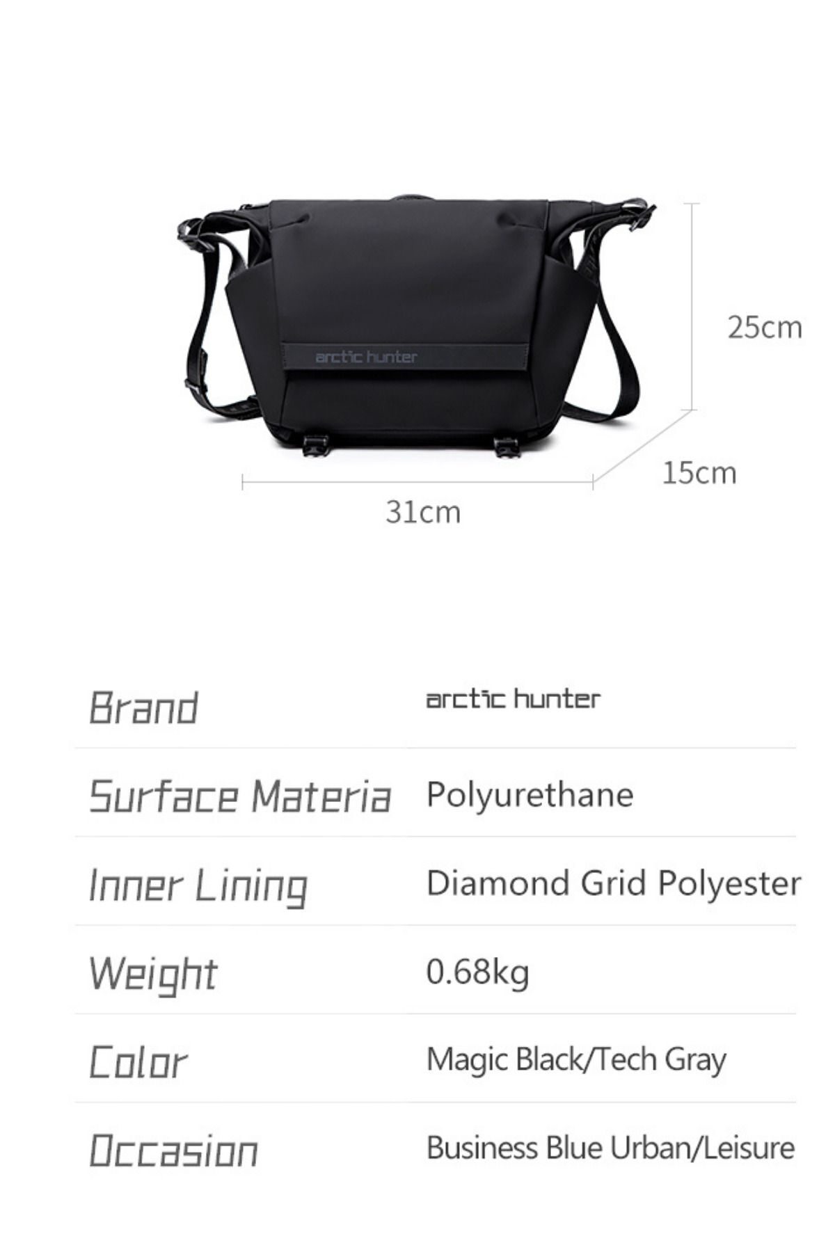 Arctic Hunter  K00152 Şık Siyah Kol Çantası, Günlük ve Davet Şıklığınız İçin Mükemmel Seçenek - Görsel 9