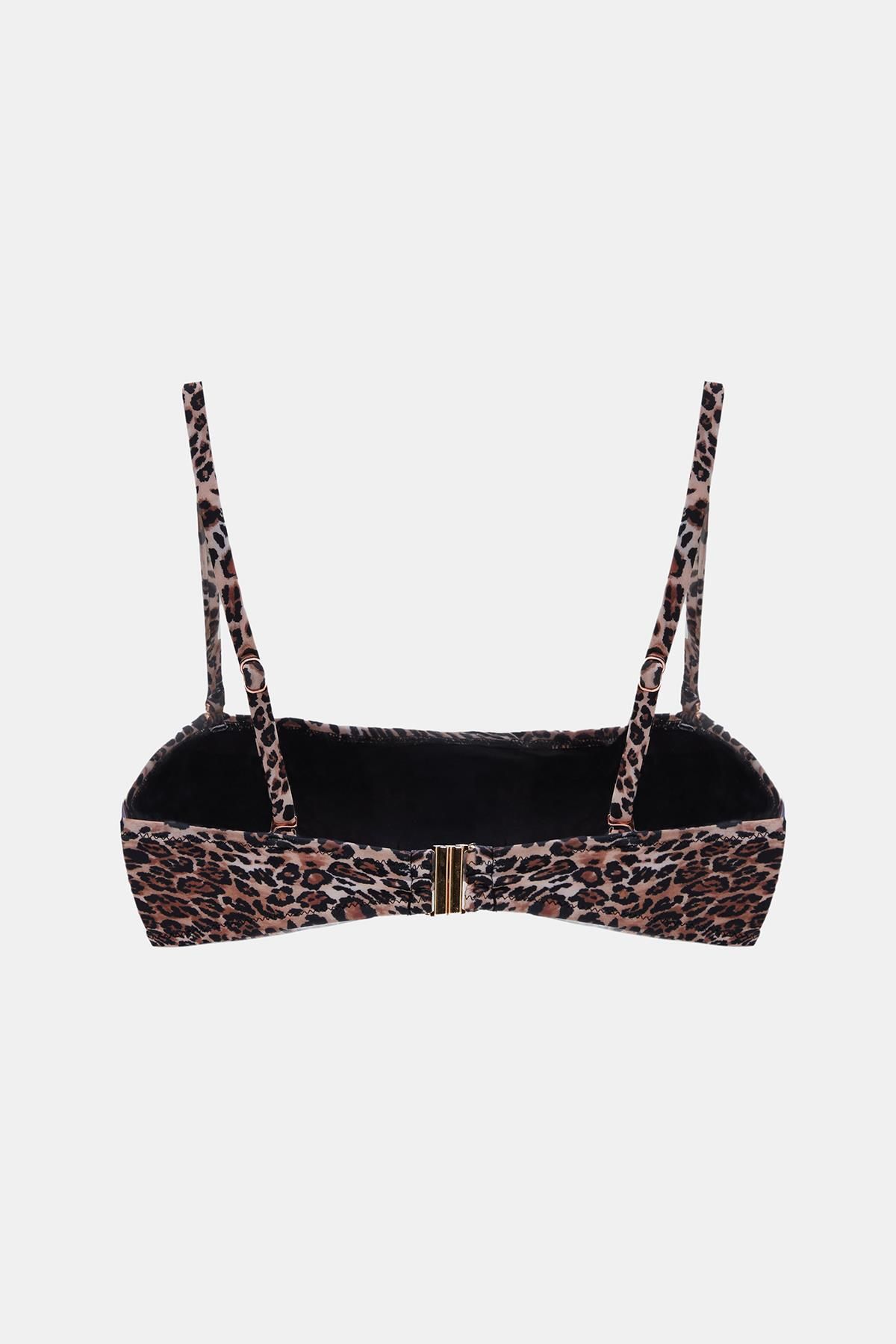 Amarelle-Capetown Leopard Print Fixed Pad Strapless Bikini Top with Removable Strap 6