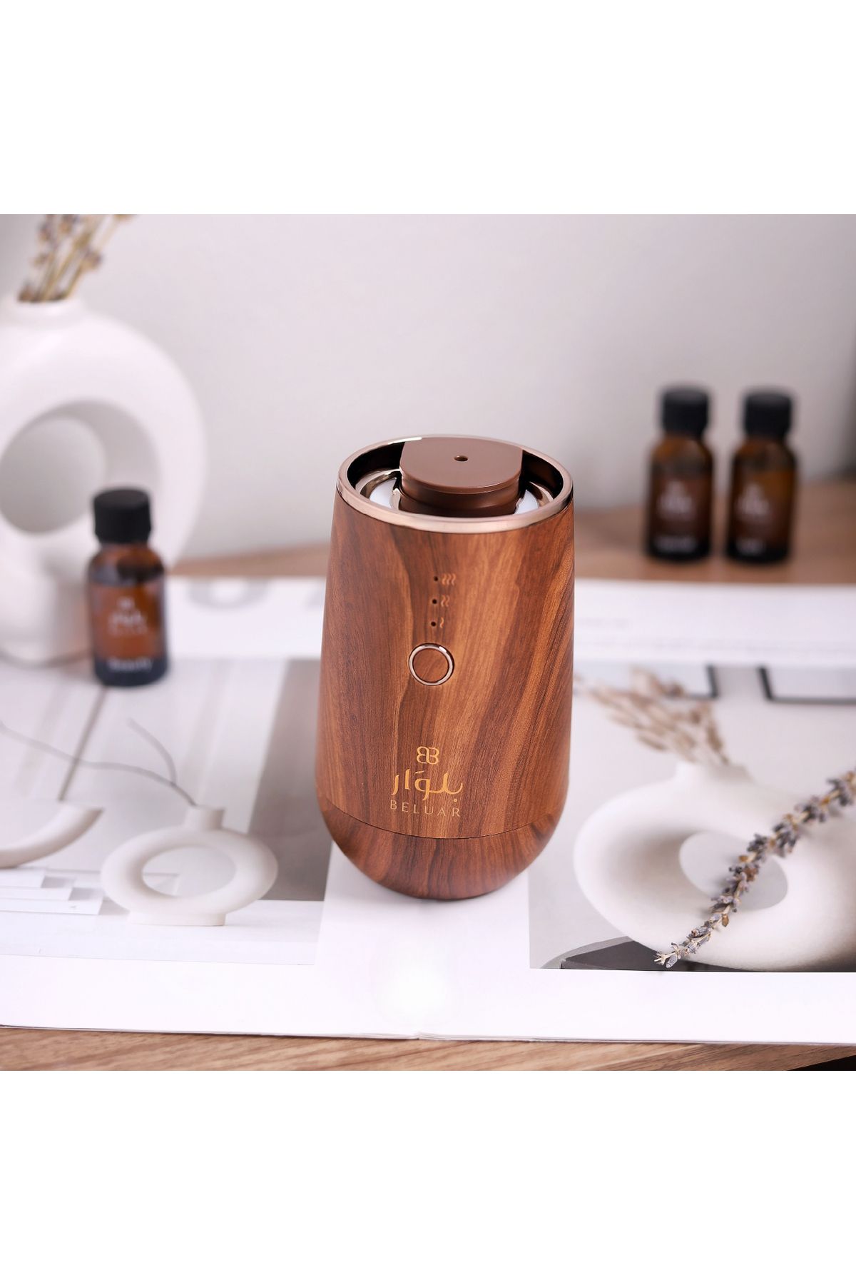beluar-Boulevard Portable Diffuser (Car-Room) Wooden with Three Free Essential Oils 1