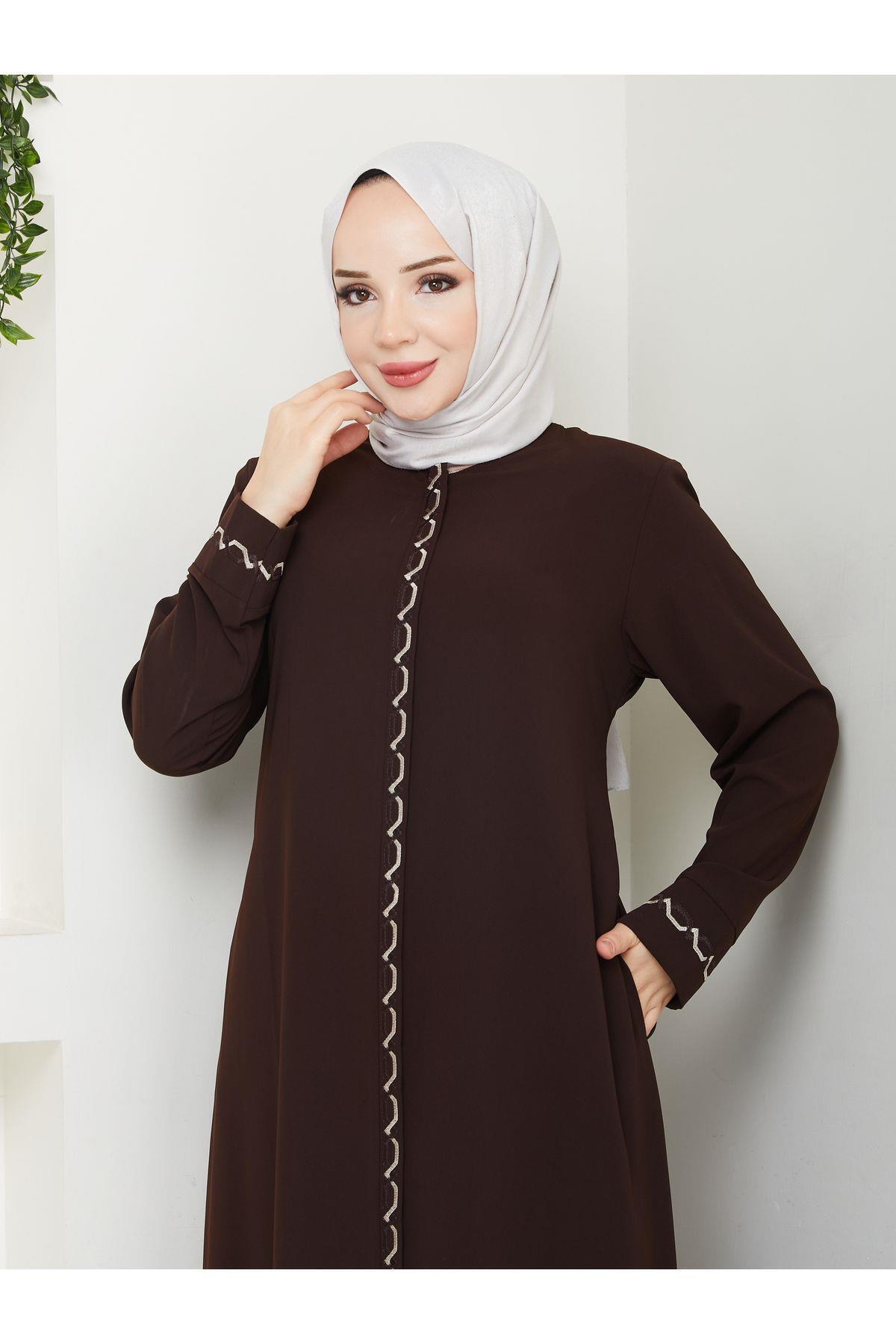 ESLEMNUR Gündelik Hac Ve Umrelik Zincir Nakışlı Ferace