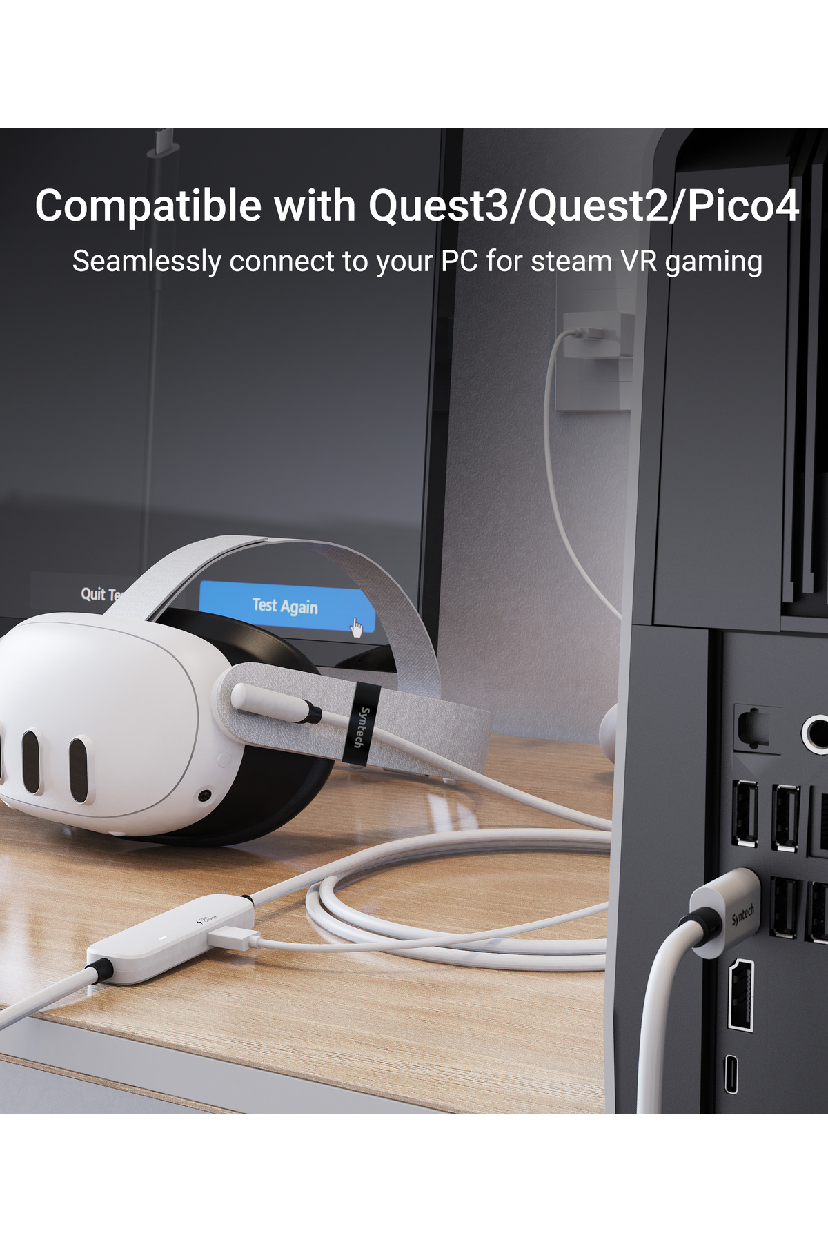 SYNTECH-| VR Headset Fast Charging Link Cable 5M | White 2