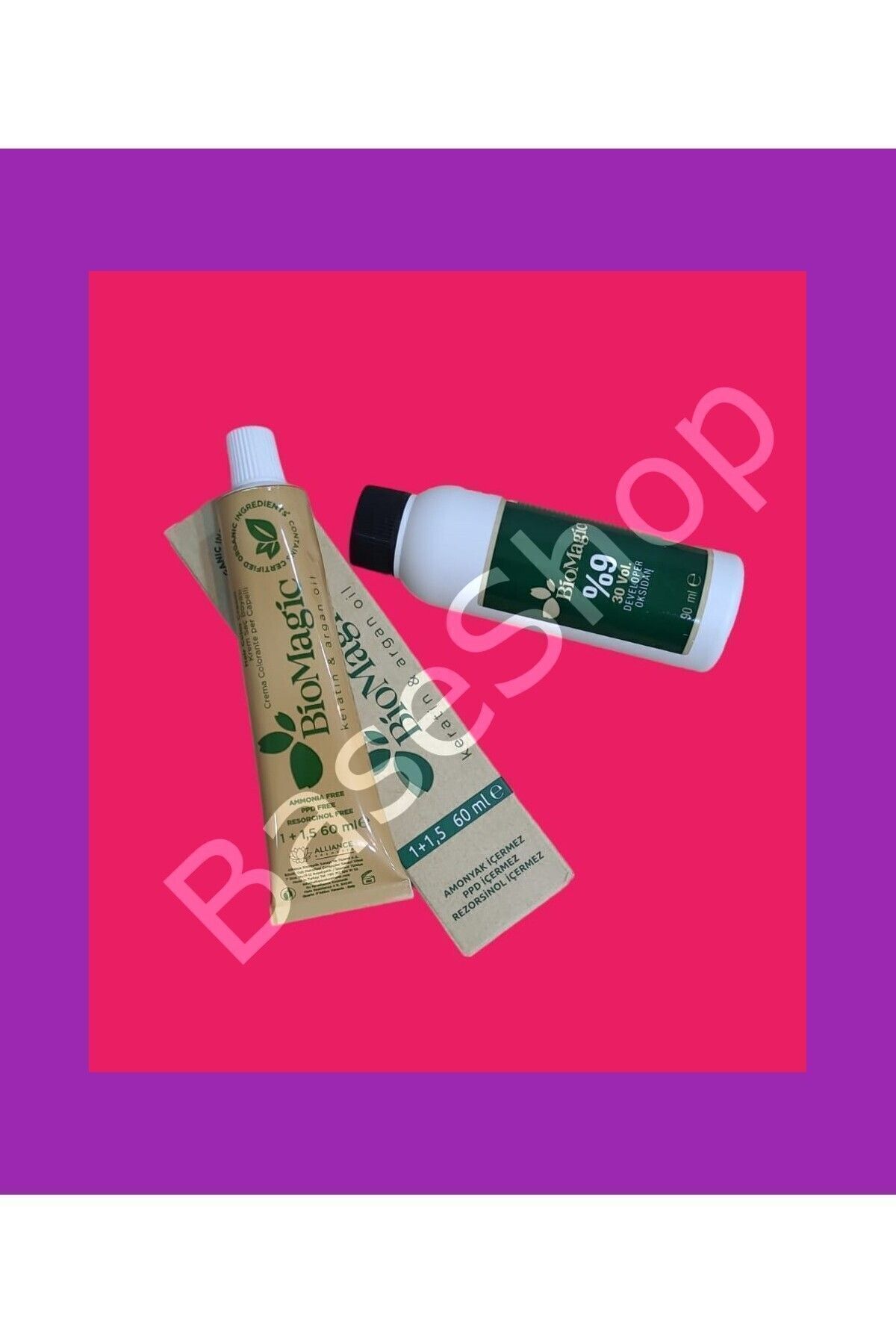 Bio Magic Amonyaksız Saç Boyası 8.72 Açık Küllü Kumral 60ml 30 Vol. Oksidan 90ml — زرد Bio1 — تصویر 6 از 6