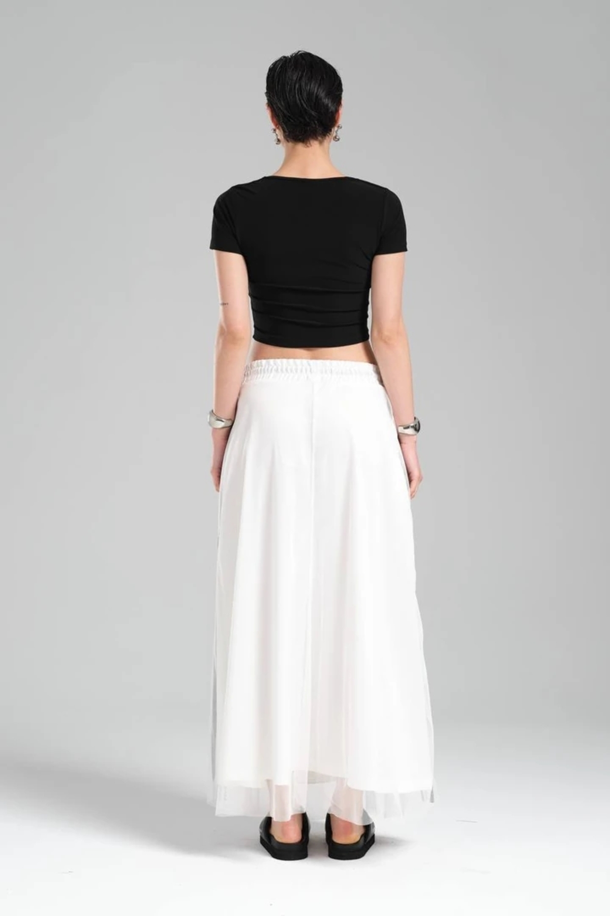 tw3  Kadın Şerit Detaylı Bel Lastikli Tasarım Etek - Görsel 8