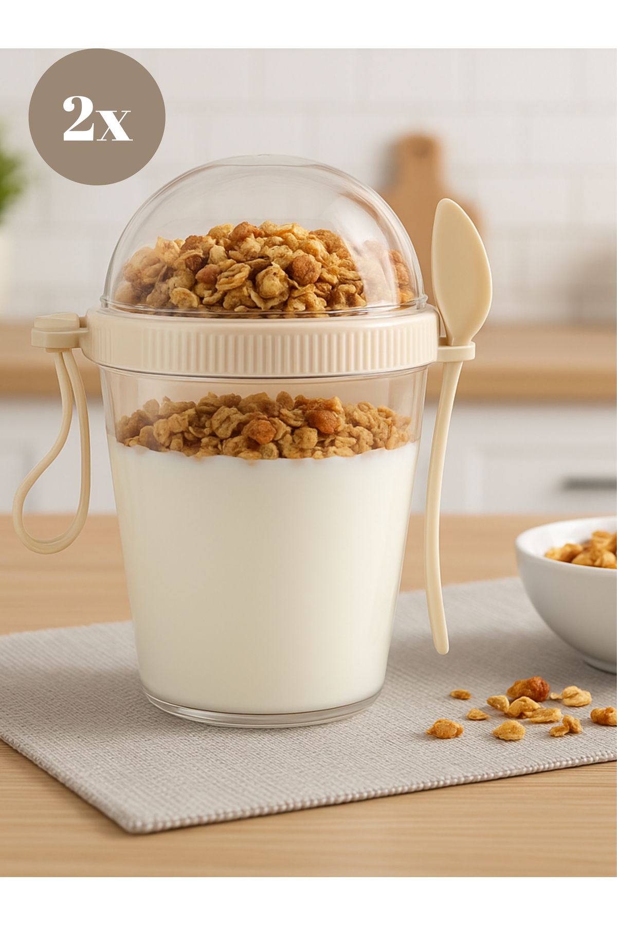 Mapple Home-Gomix Duo 2-Pack 600ml Muesli Container, Yogurt Container, Salad and Snack Box 2