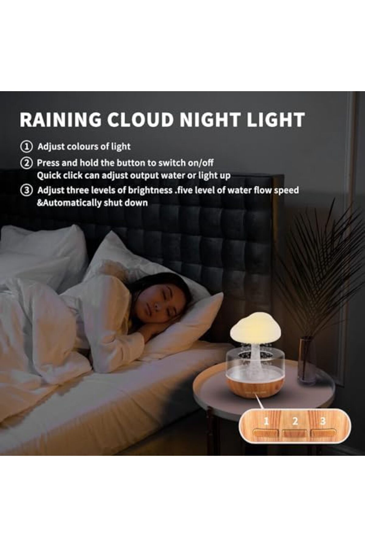 Generic-Rain Cloud Humidifier, Rain Cloud Night Light, Diffuser Humidifier with 7 Colours LED Lights/Humidif 8
