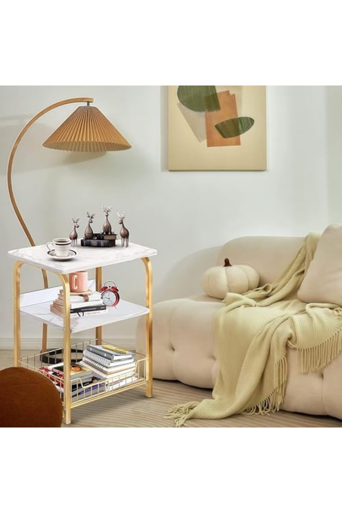 Generic-End Table Sofa Side Table Bedside Desk Nightstands Small Coffee Table with Storage Basket for Livin 4