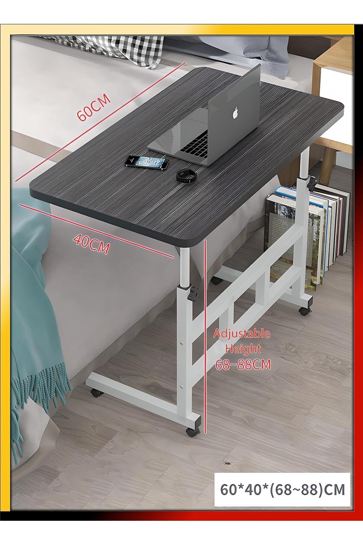 Generic-Upgraded Metal Base Adjustable Movable Desktop Computer Mobile Laptop Desk Home And Offic 3